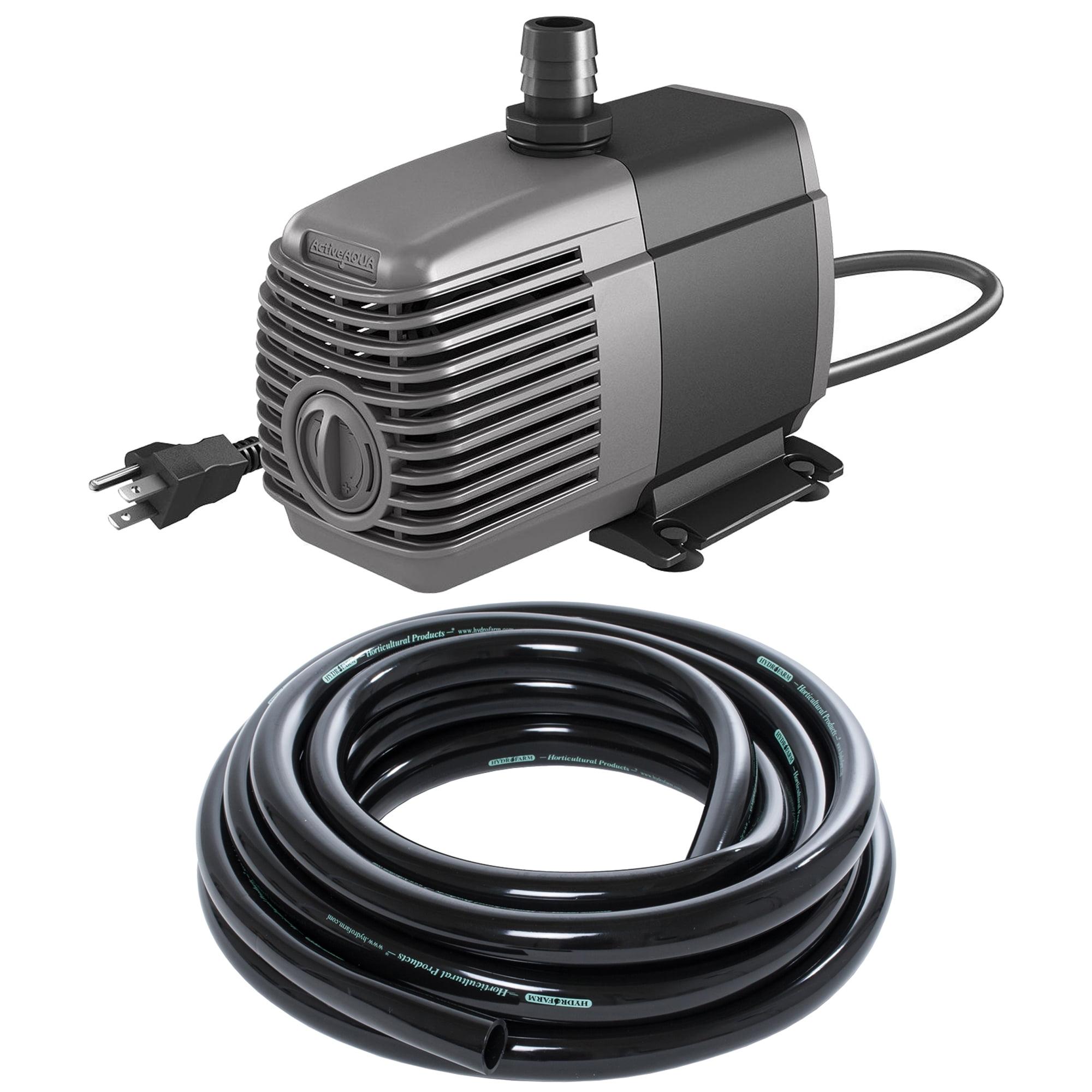 Active Aqua  AAPW550 Oil-Free 550 GPH Submersible Pond Water Pump for Hydroponic System and 0.75-Inch ID Black 25-Foot Vinyl Irrigation Tubing