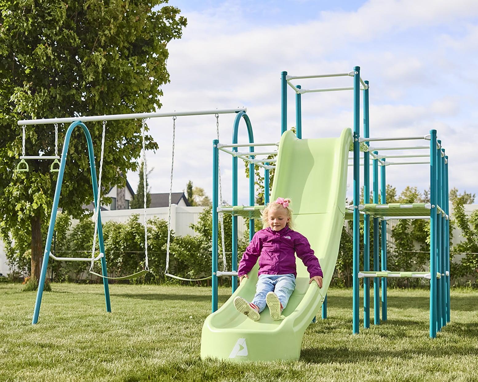 Modular Jungle Gym with Slide, Platforms, and Swing Set