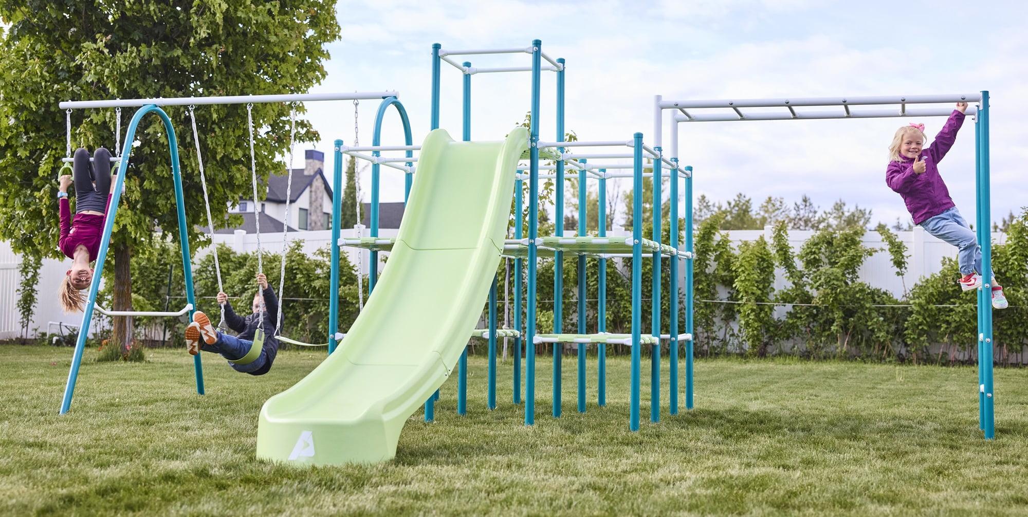 Modular Jungle Gym with Slide, Swings, and Monkey Bars