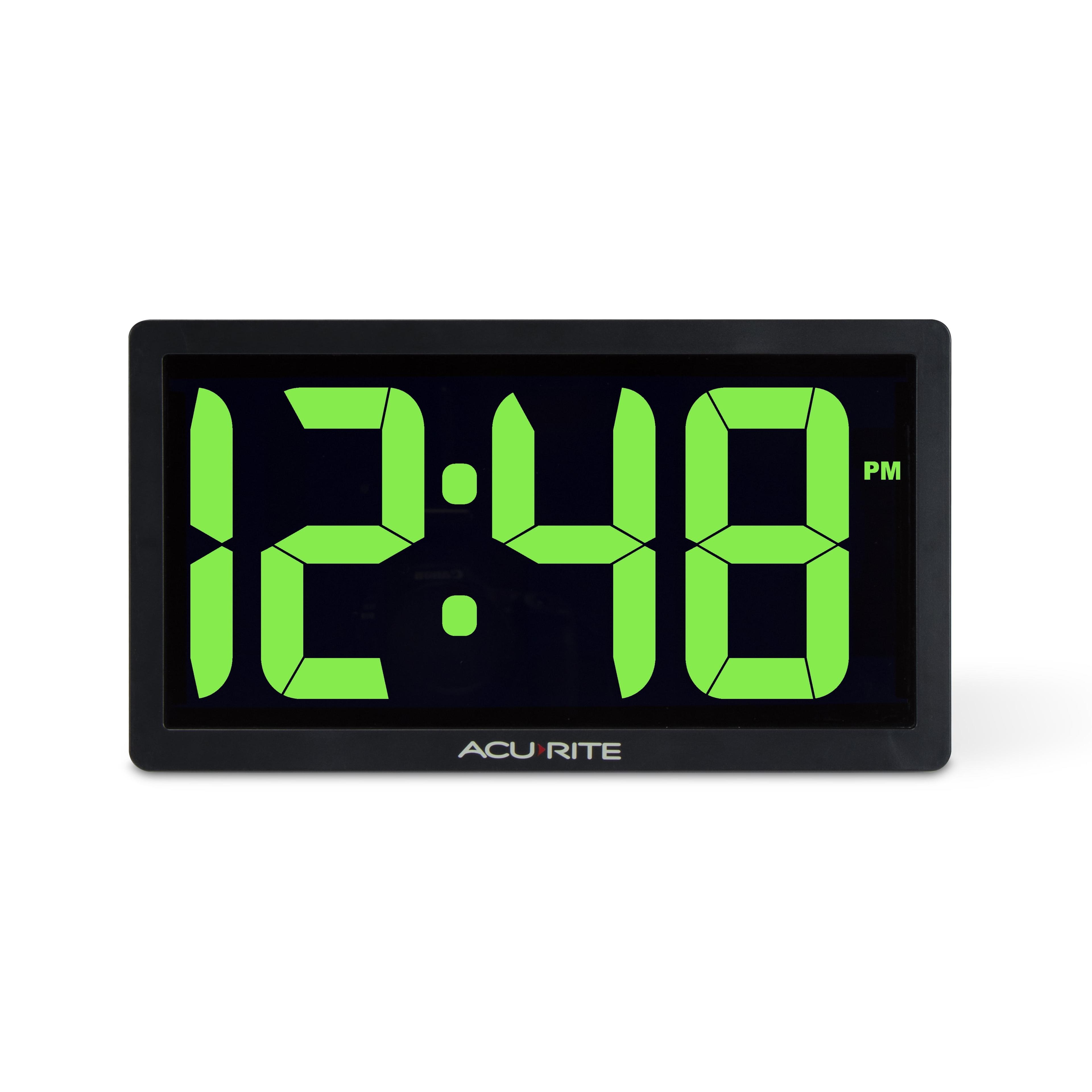 AcuRite 12.5-Inch Black LED Digital Clock with Green Display