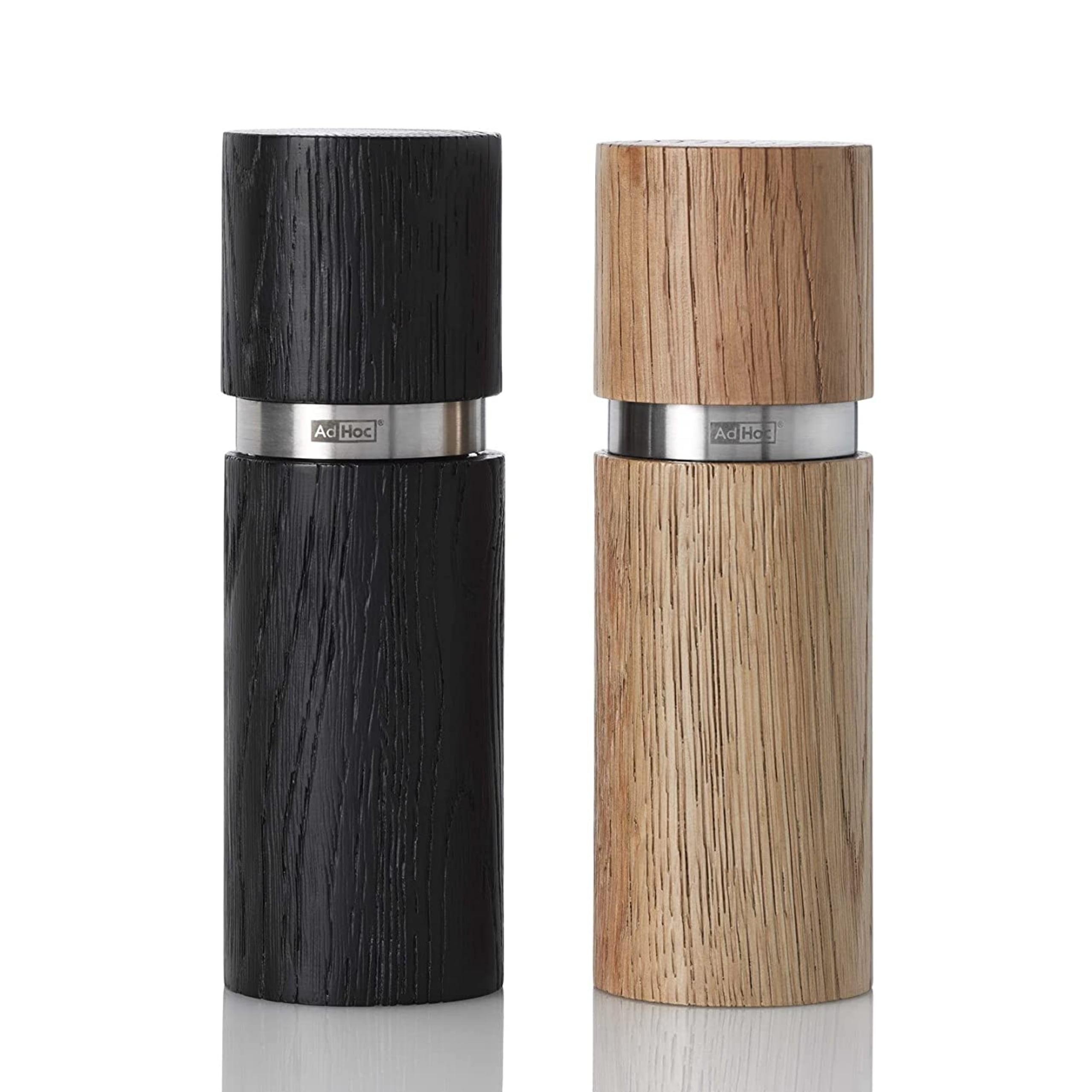 AdHoc Textura Black and Tan Wood Salt & Pepper Mill Set