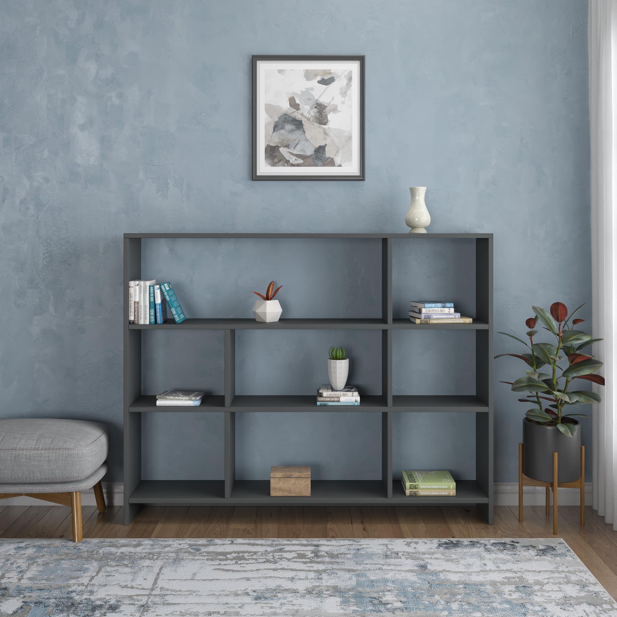 Ada Home Decor Lavina 3 Tier Open Shelf Cube Modern Bookcase, Anthracite