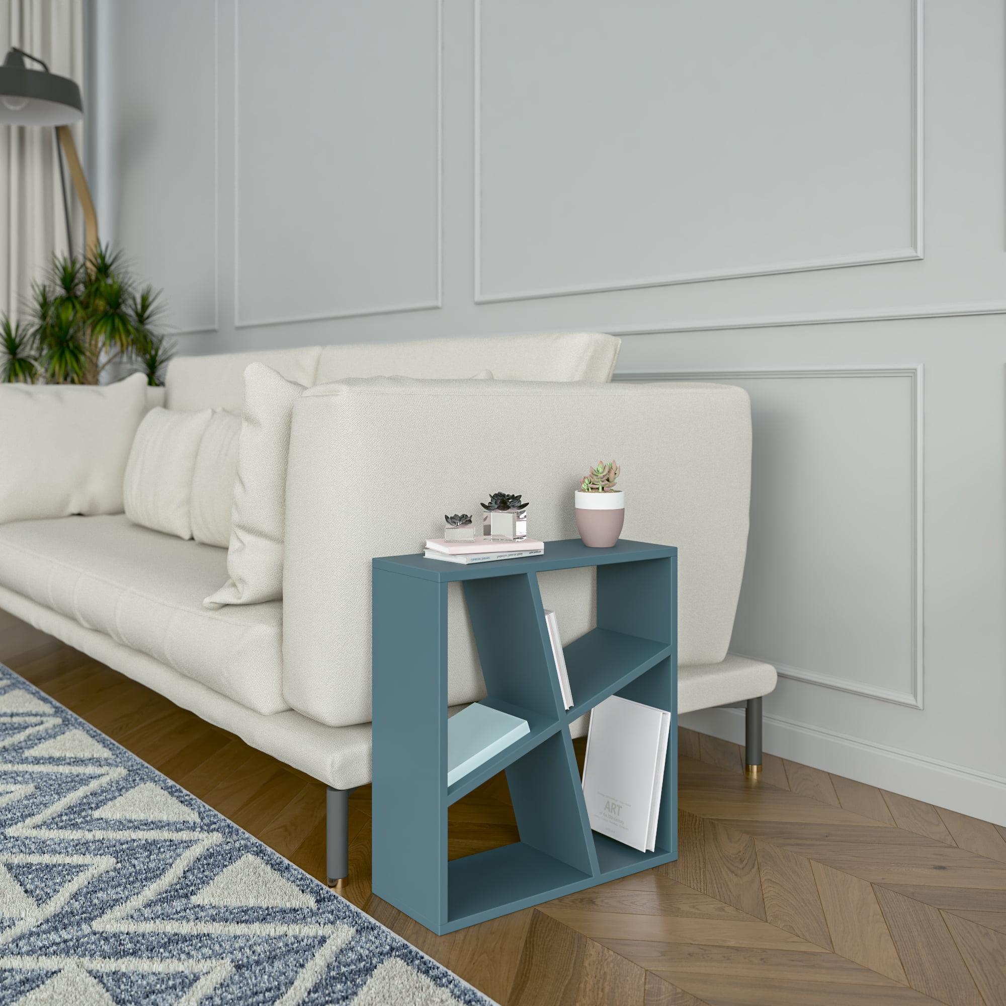 Petrol Blue Modern Rectangular Engineered Wood Side Table