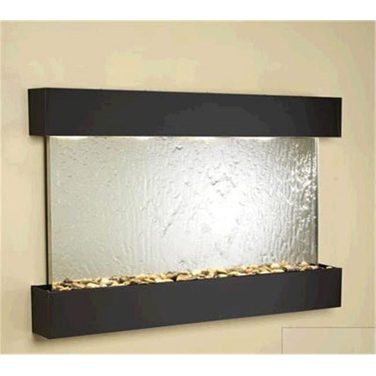 Silver Mirror Wall Fountain with Blackened Copper Frame