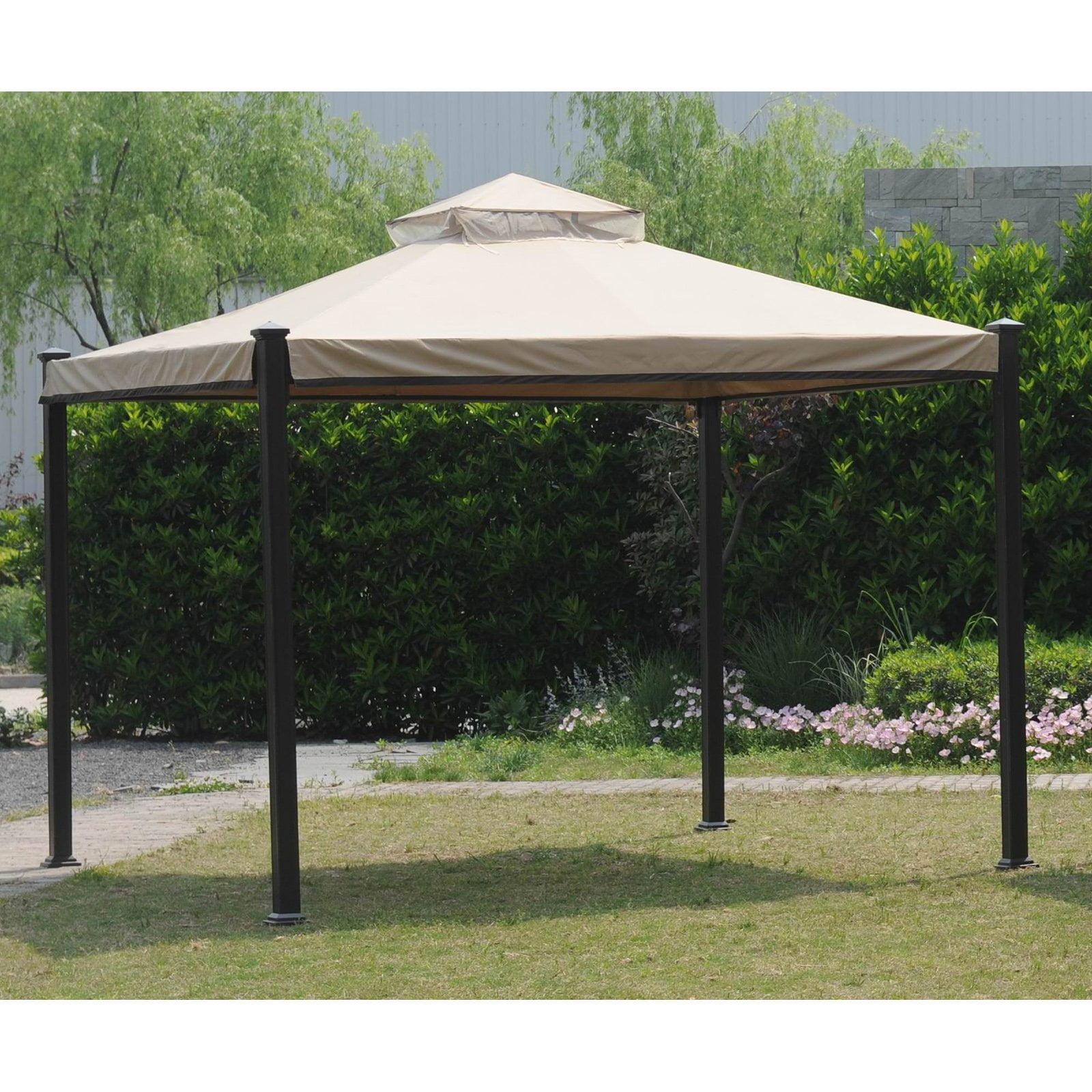 Sesame and Dark Brown Polyester Replacement Canopy for 10x10 Gazebo