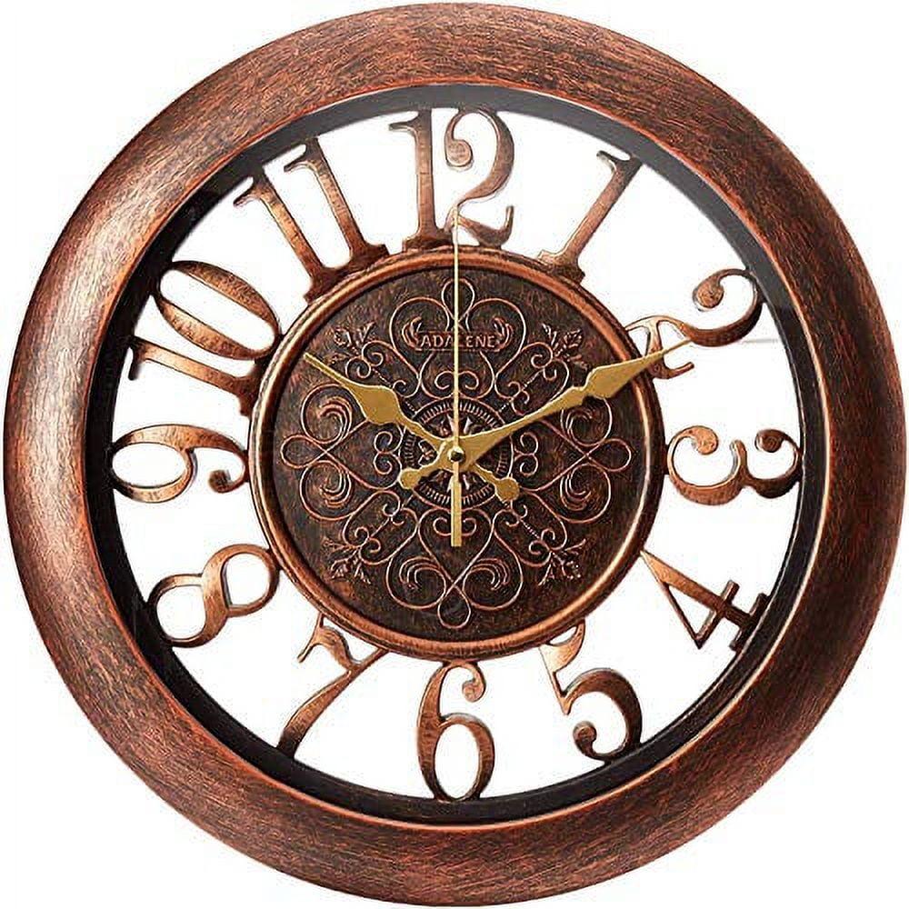 13'' Brown Plastic Vintage Round Wall Clock