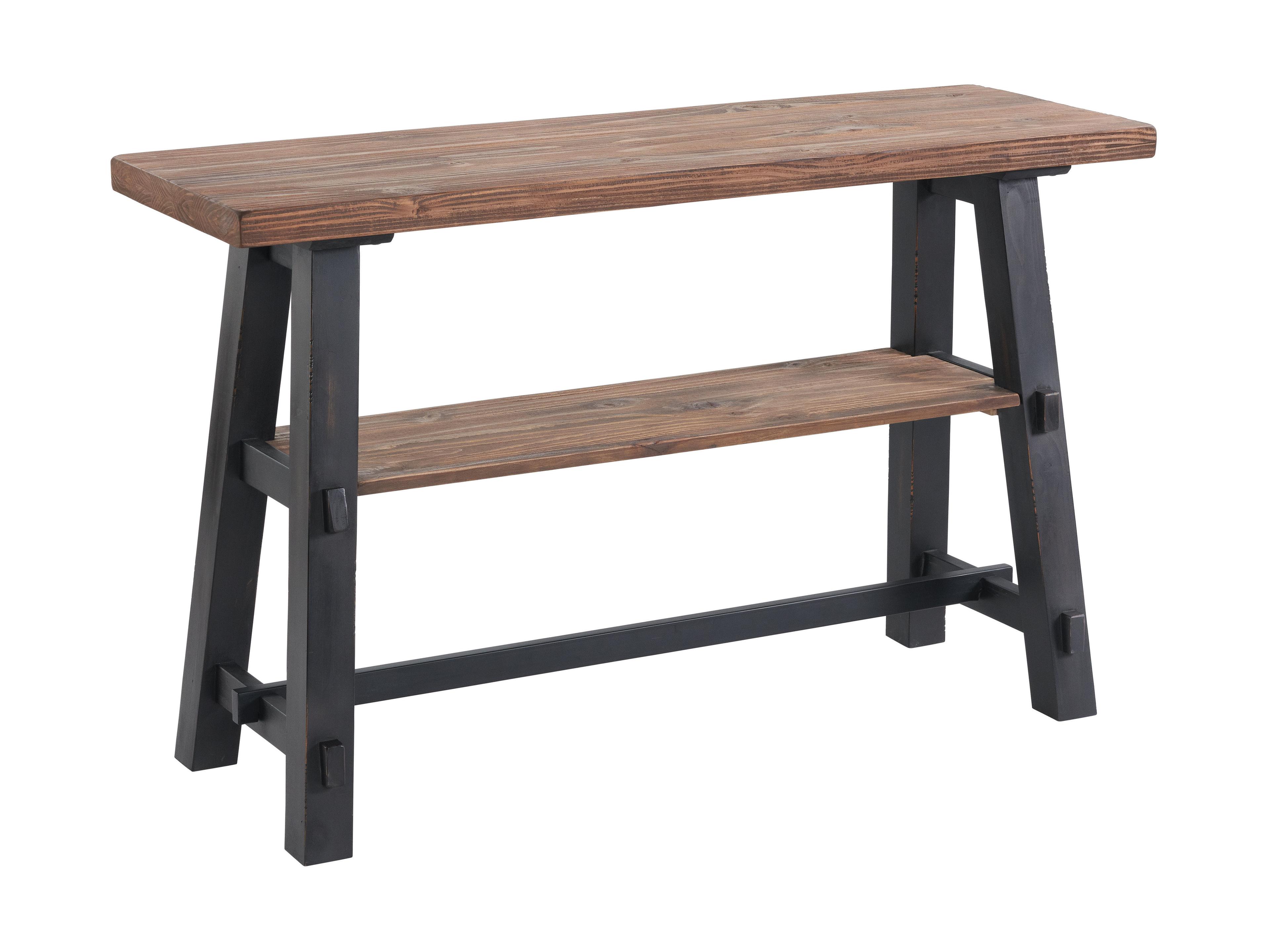 Adam 51'' Distressed Black Solid Wood Console Table with Shelf