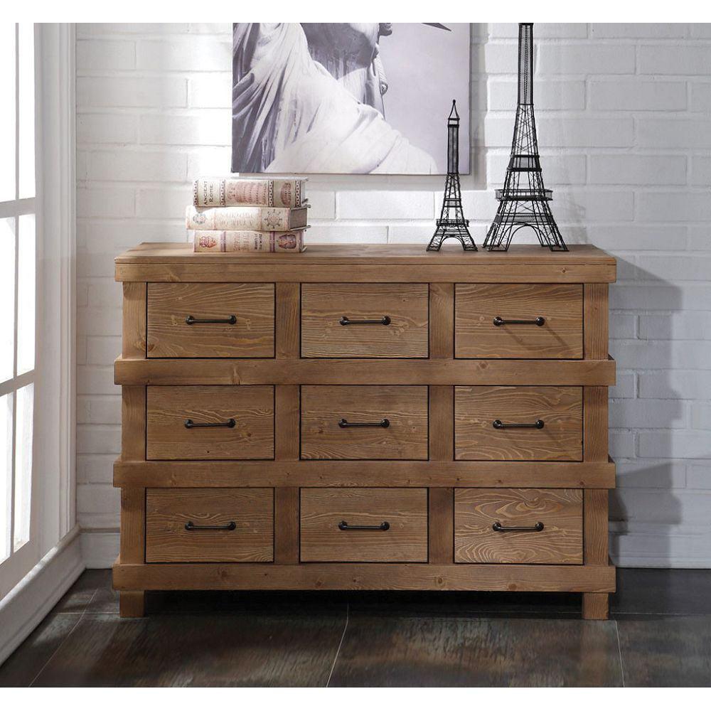 Adams Industrial 44" Antique Oak Dresser with Felt-Lined Drawers