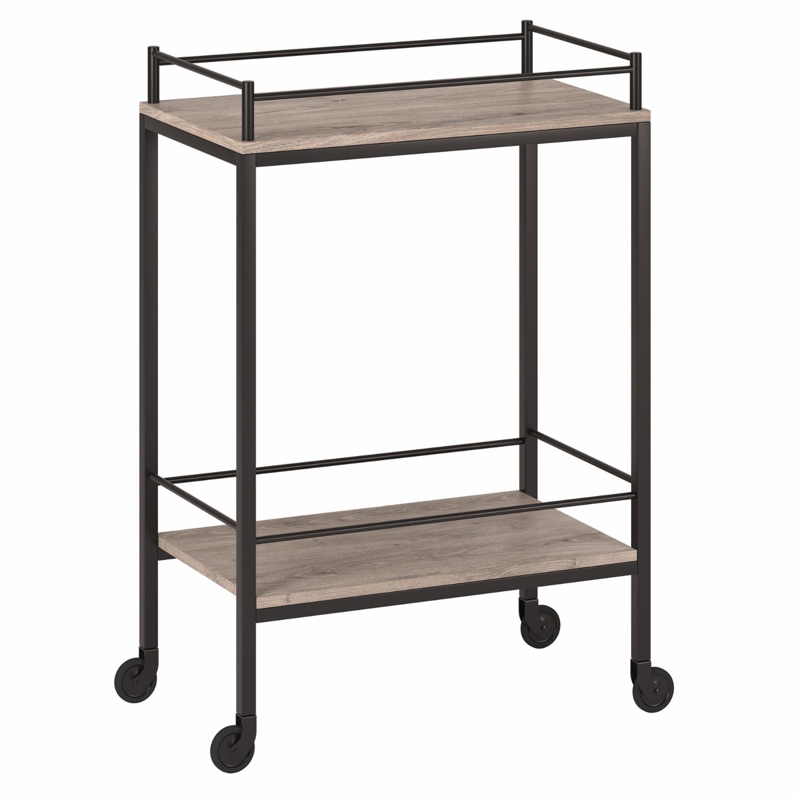 Barnes Modern Bar Cart with Storage - Antiqued Gray Oak