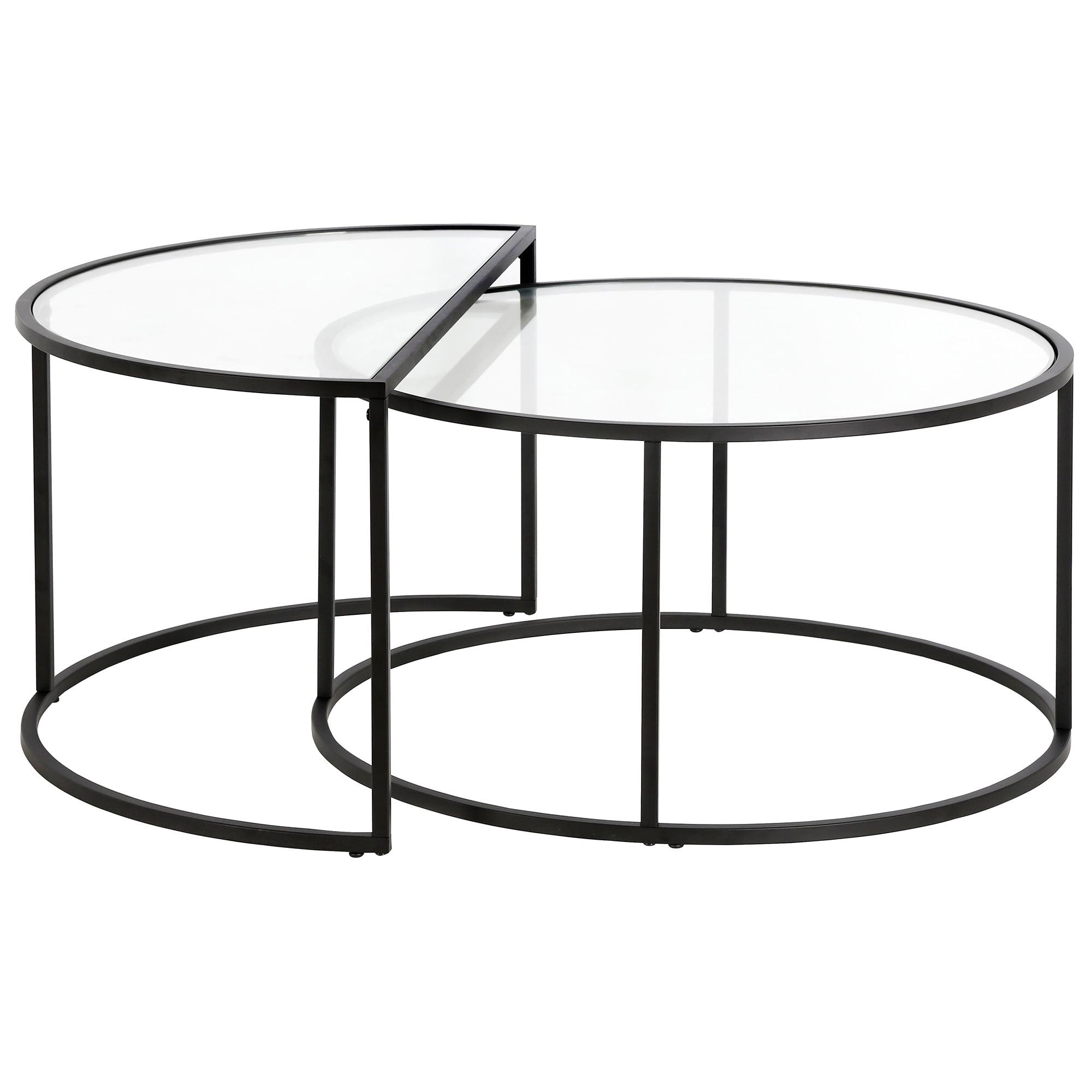 Blackened Bronze Round Glass Nesting Coffee Table Set