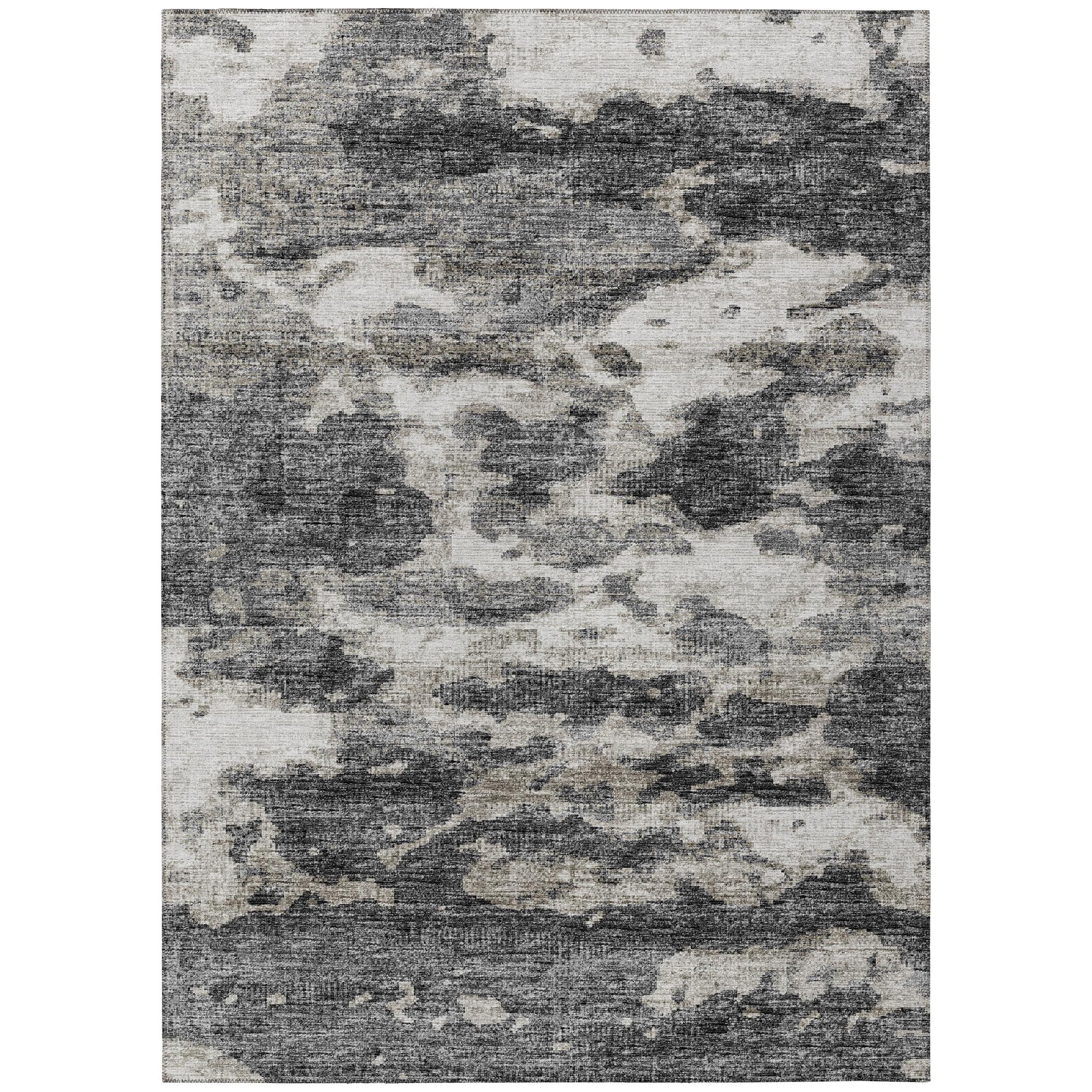 Abstract Chenille Black 10' x 14' Indoor/Outdoor Easy Care Rug