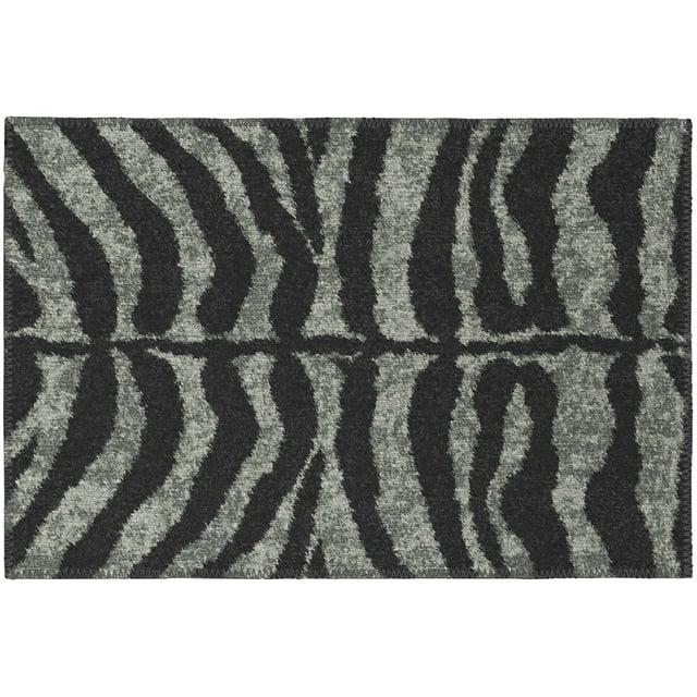 Addison Rugs Addison Indoor/ Outdoor Safari Zebra Animal Print Washable Area Rug 1'8" x 2'6" - Shadow