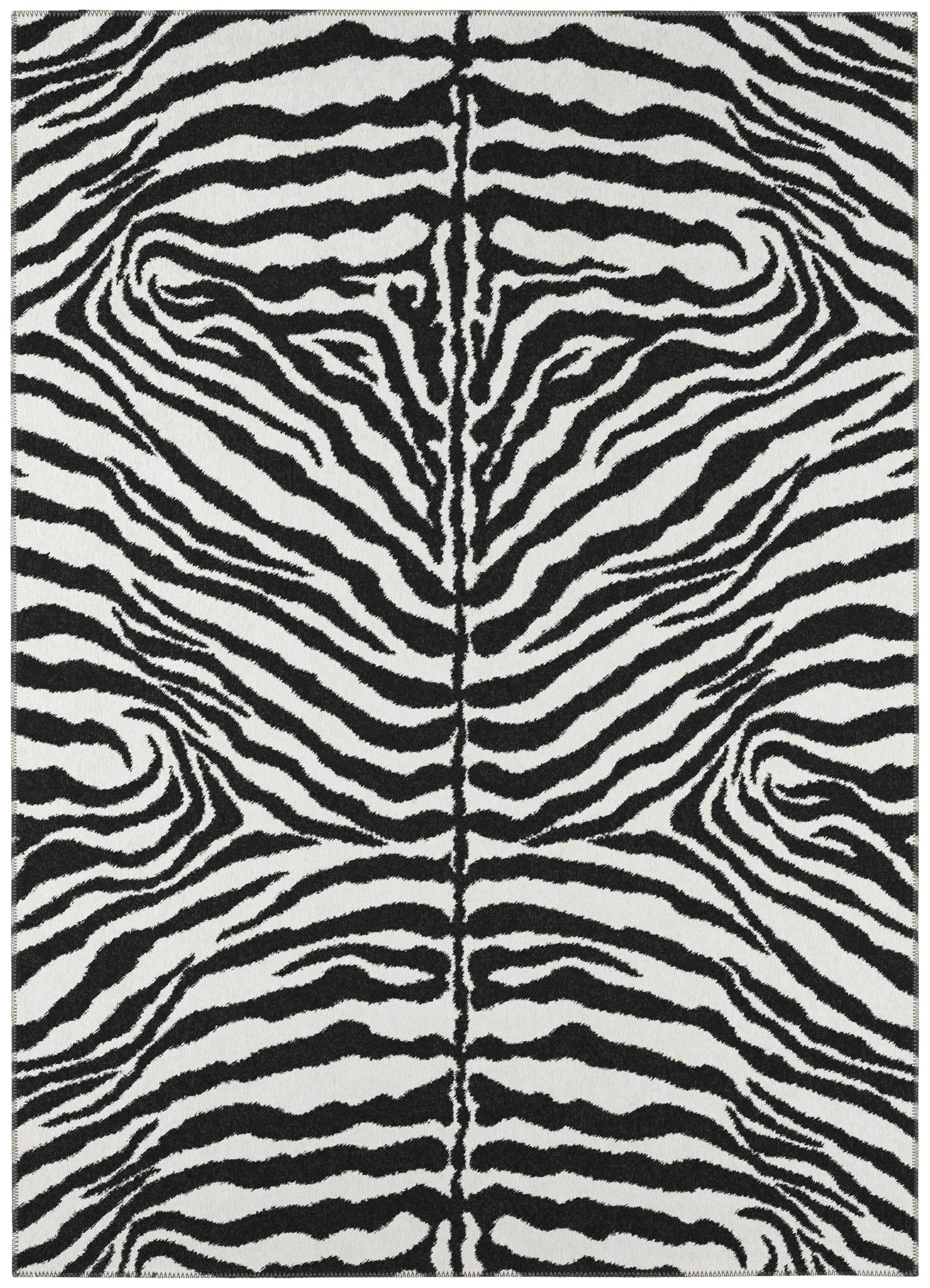 Addison Rugs Addison Indoor/ Outdoor Safari Zebra Animal Print Washable Area Rug 3' x 5' - Pearl