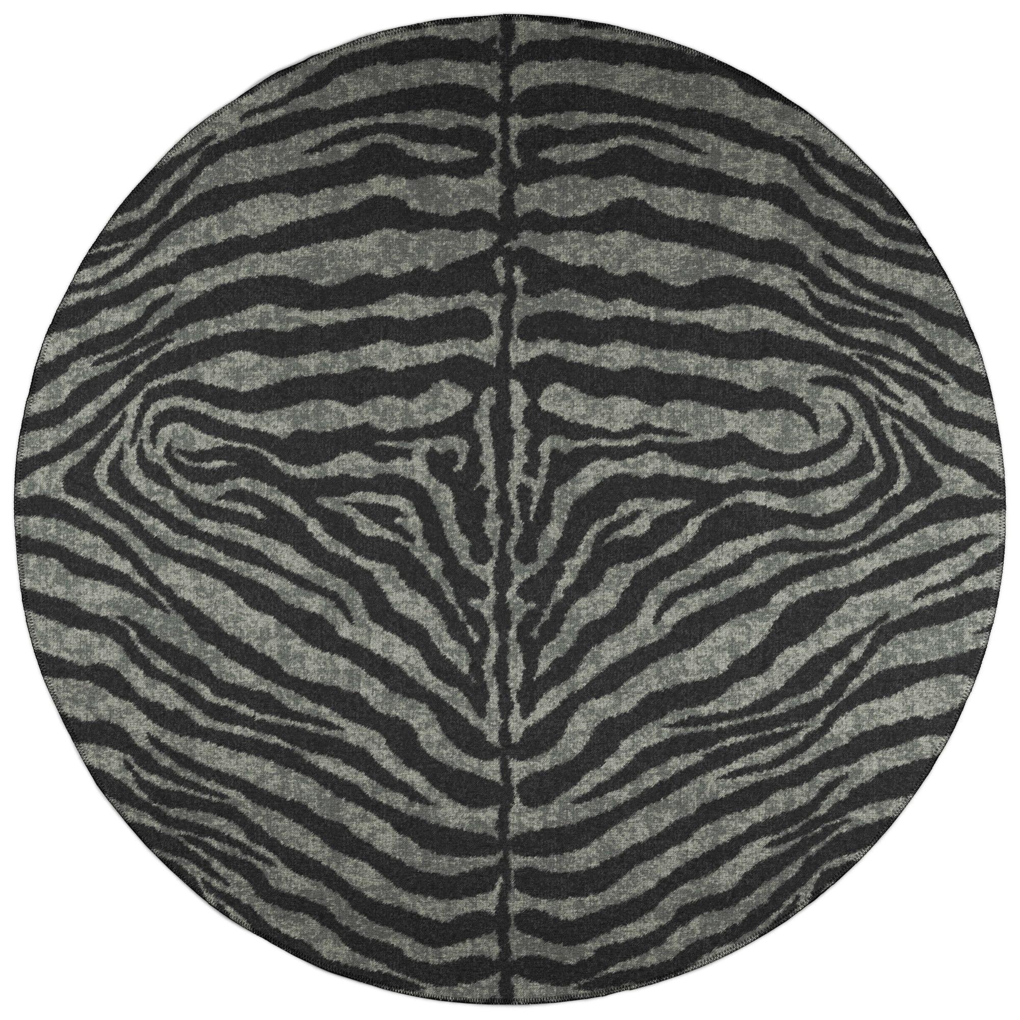 Addison Rugs Addison Indoor/ Outdoor Safari Zebra Animal Print Washable Area Rug 8' x 8' - Shadow
