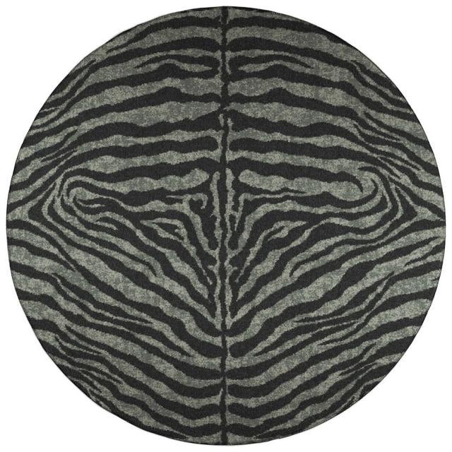 Addison Rugs Addison Indoor/ Outdoor Safari Zebra Animal Print Washable Area Rug 8' x 8' - Shadow
