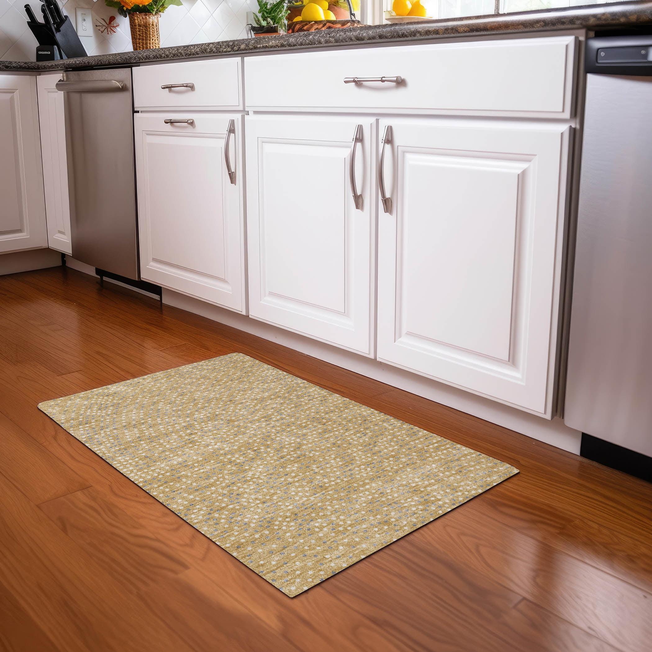 Addison Rugs Chantille ACN1021 Gold 1'8" x 2'6" Indoor Outdoor Area Rug, Easy Clean, Machine Washable, Non Shedding, Bedroom, Entry, Living Room, Dining Room, Kitchen, Patio Rug