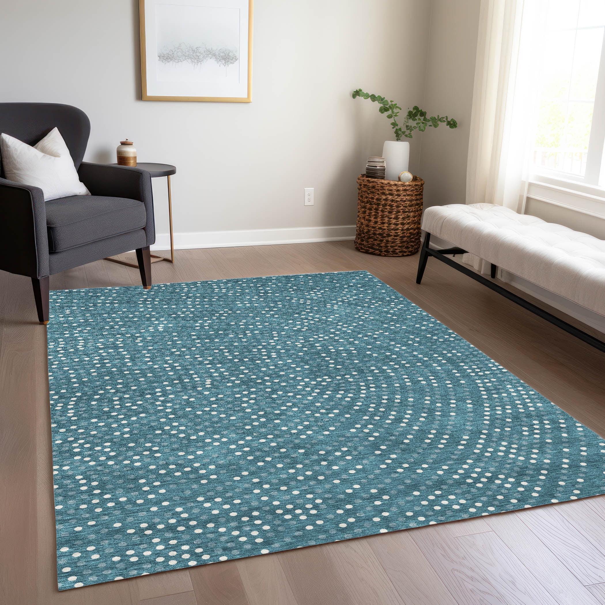 Addison Rugs Chantille ACN1021 Teal 3' x 5' Indoor Outdoor Area Rug, Easy Clean, Machine Washable, Non Shedding, Bedroom, Entry, Living Room, Dining Room, Kitchen, Patio Rug