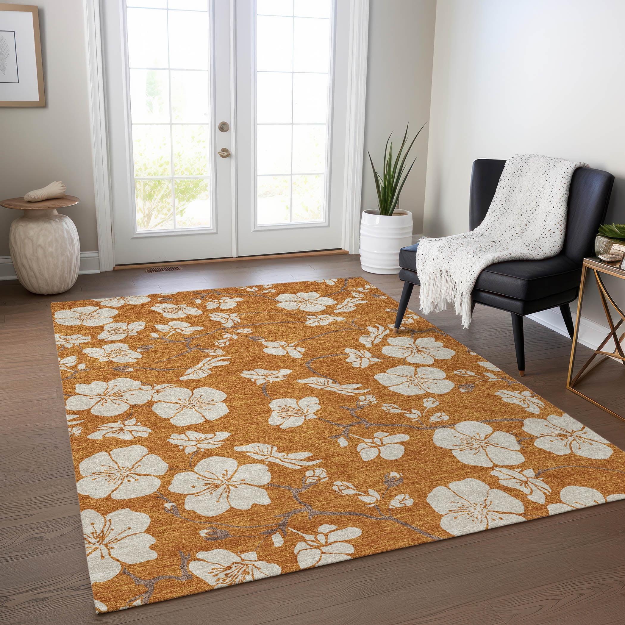 Addison Rugs Chantille ACN1032 Orange 2'6" x 3'10" Indoor Outdoor Area Rug, Easy Clean, Machine Washable, Non Shedding, Bedroom, Entry, Living Room, Dining Room, Kitchen, Patio Rug