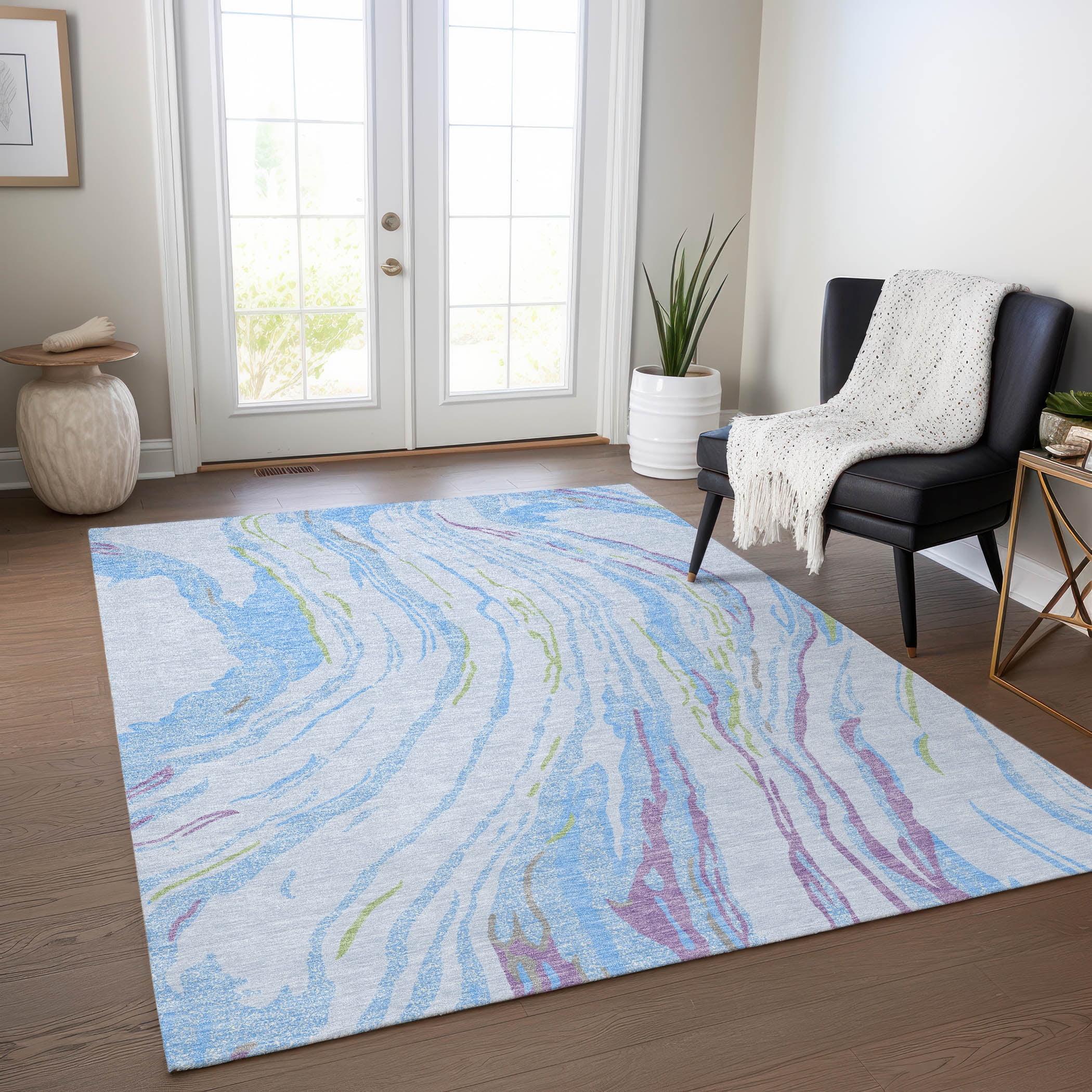 Machine Washable Indoor/Outdoor Chantille ACN1037 Sky 10' x 14' Rug