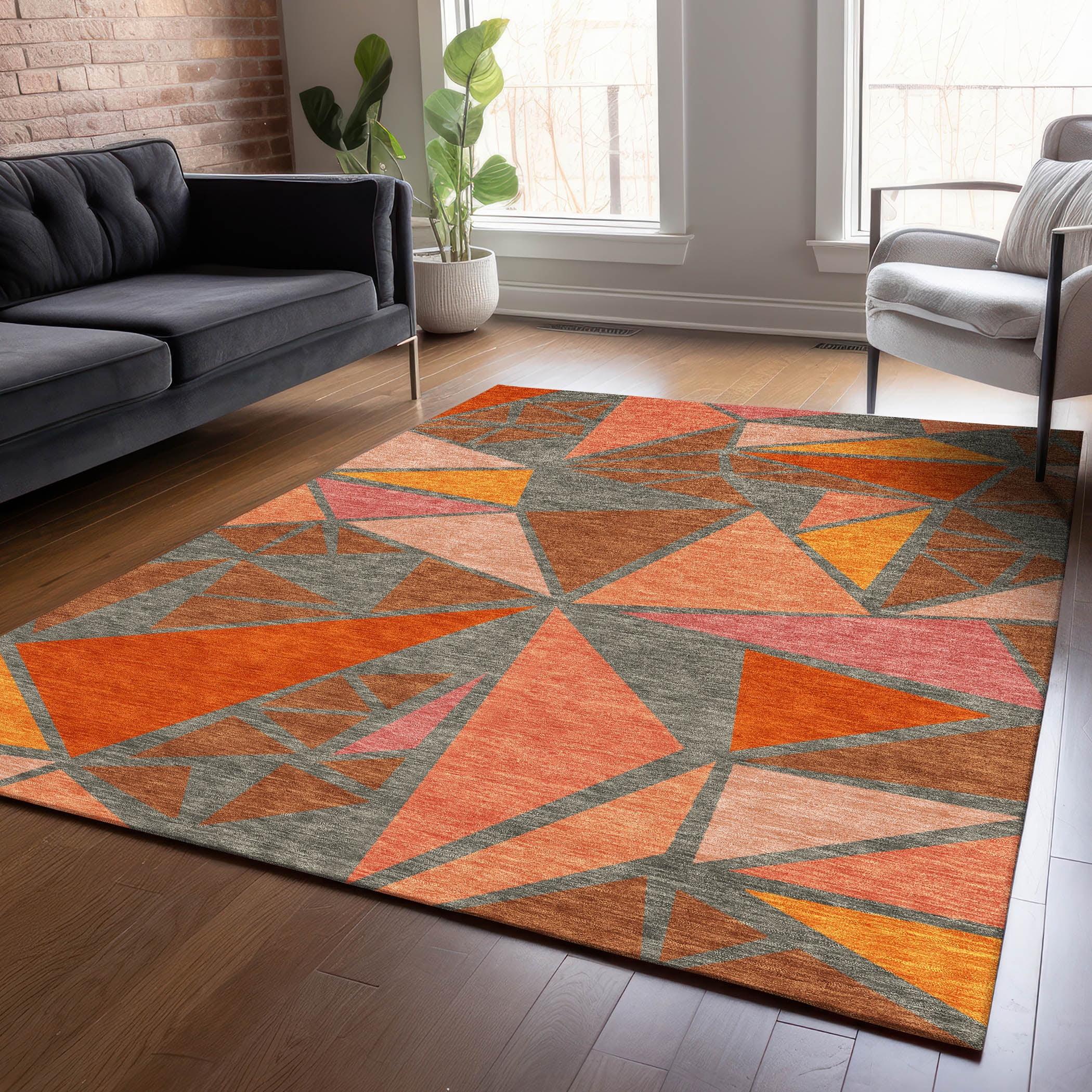 Machine Washable Indoor/Outdoor Chayden ACN1039 Rust Rug