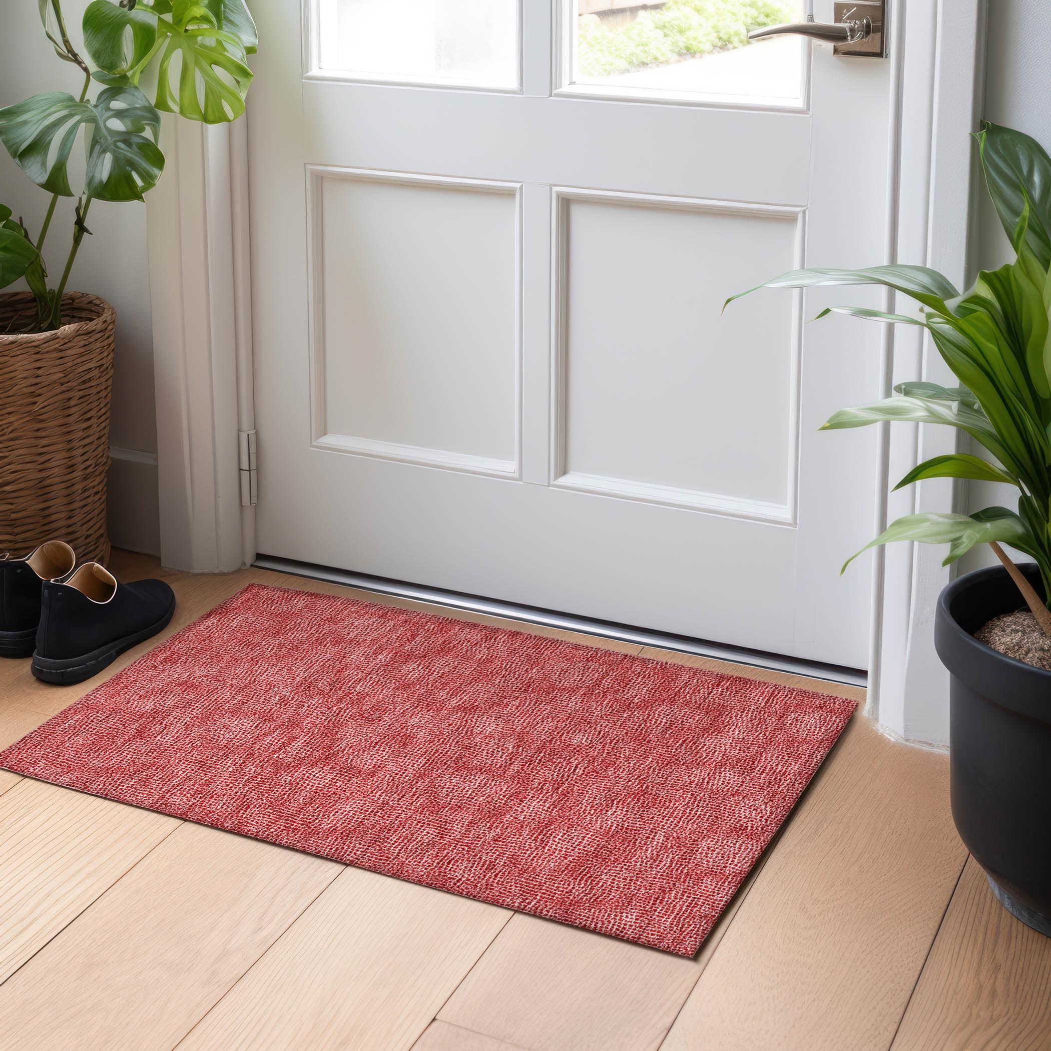 Red Synthetic Washable Indoor/Outdoor Rectangular Rug 20" x 30"