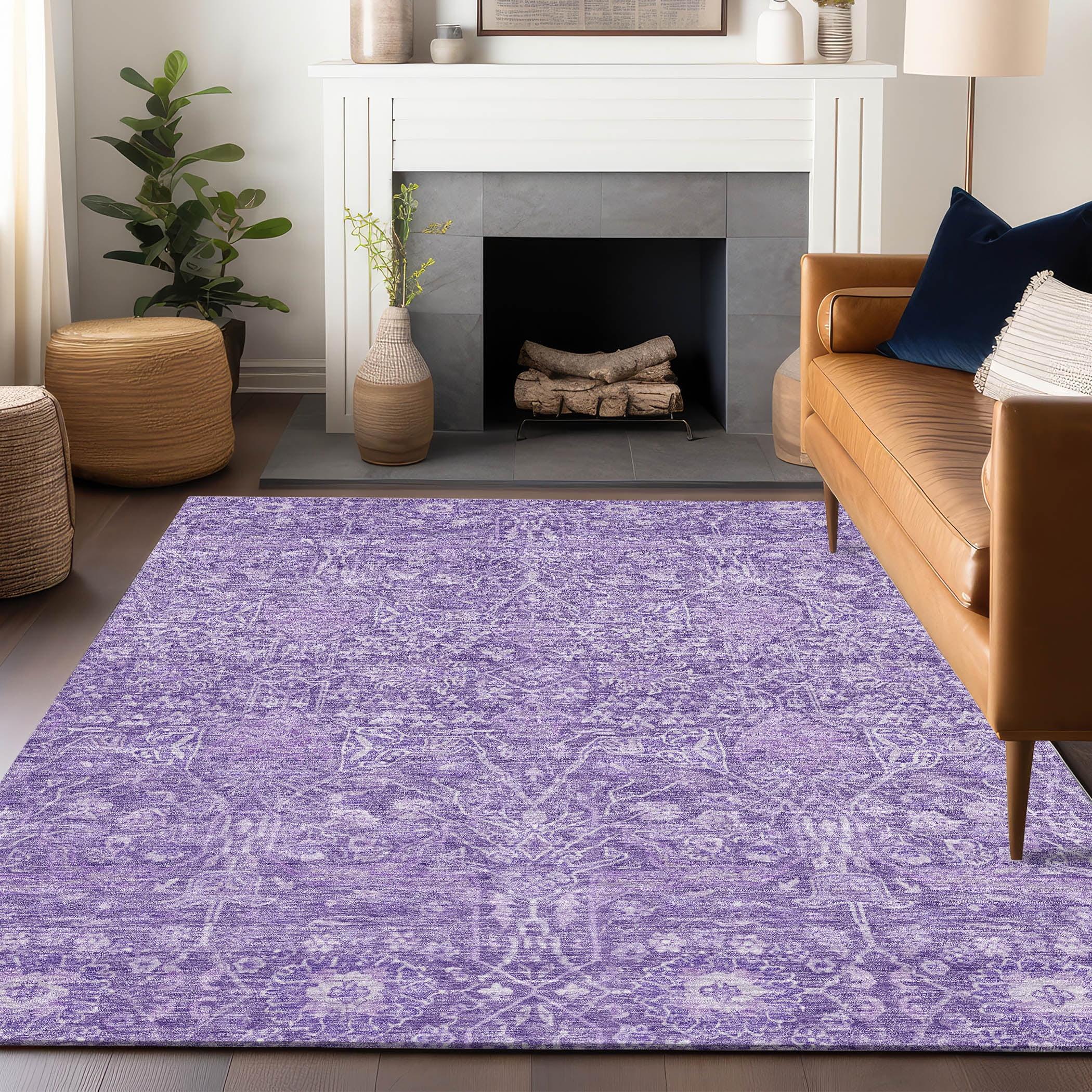 Plum Vintage Boho Machine Washable Indoor/Outdoor Rug