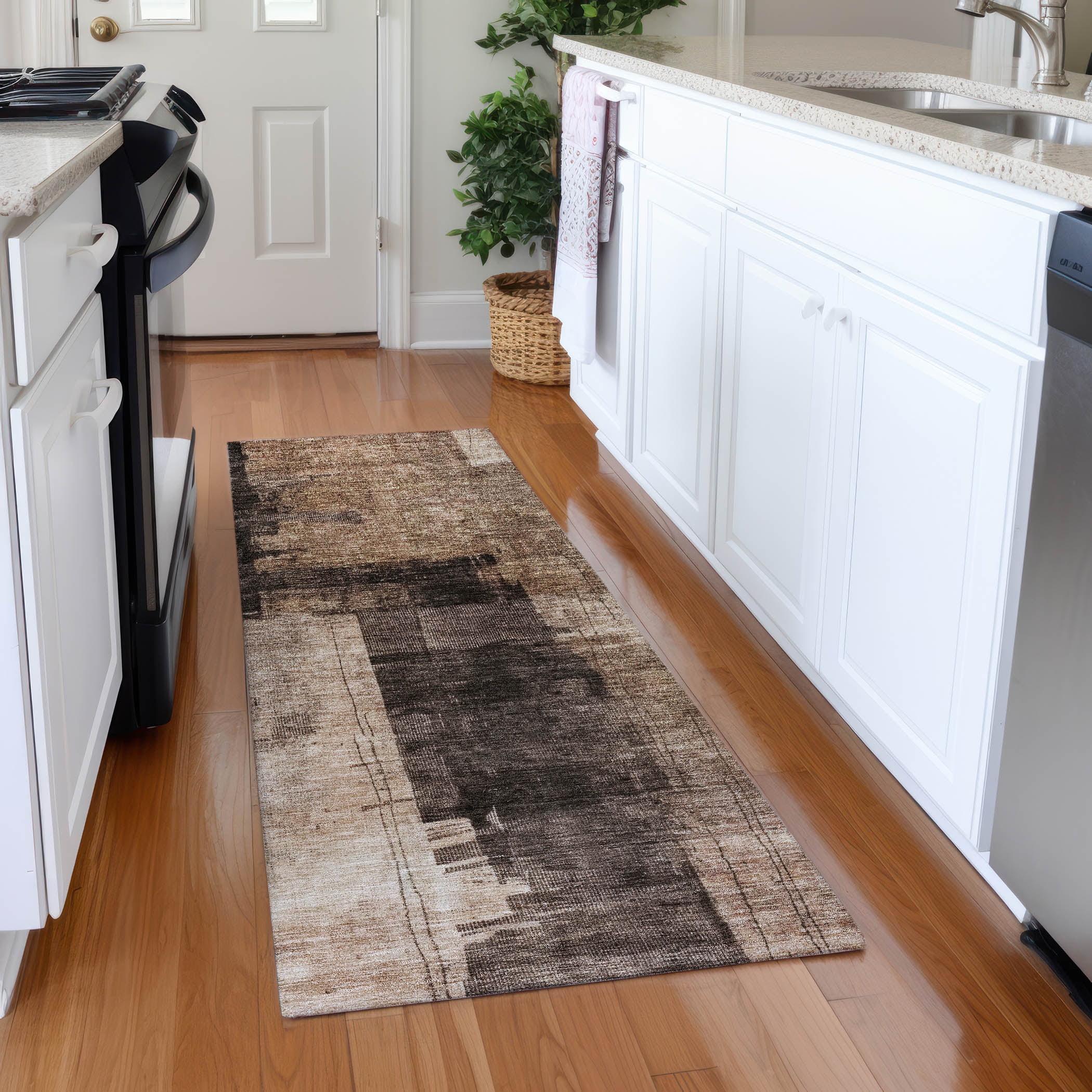 Addison Rugs Chantille ACN1202 Brown 2'3" x 7'6" Indoor Outdoor Runner Rug, Machine Washable, Stain Resistant, Easy Clean, Non Shedding, Hallway, Laundry, Patio, Kitchen Rug