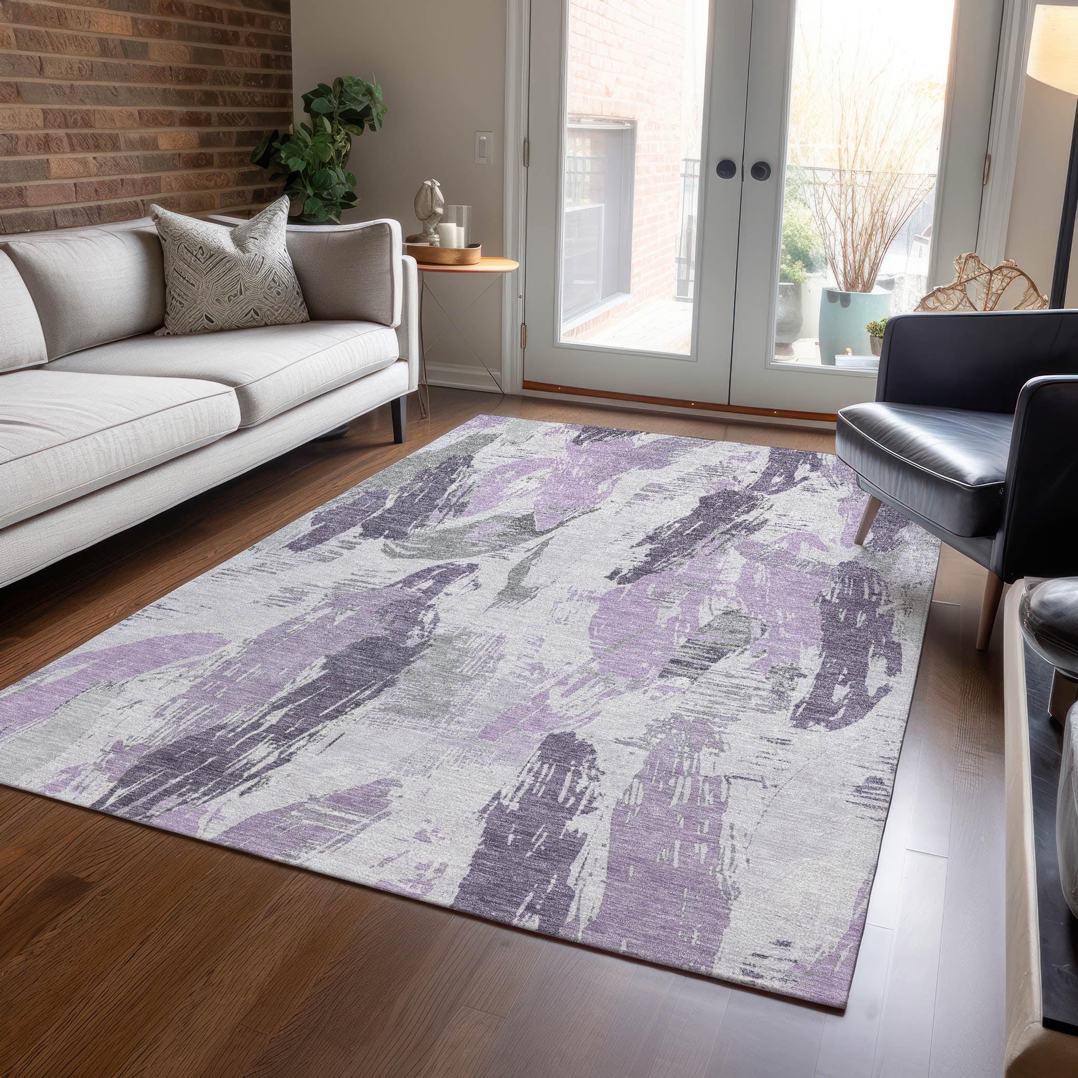 Addison Rugs Chantille ACN1599 Lavender 2'6" x 3'10" Indoor/Outdoor, Machine Washable, Easy Clean, Non Shedding, Bedroom, Living Room, Dining Room, Kitchen, Patio Rug