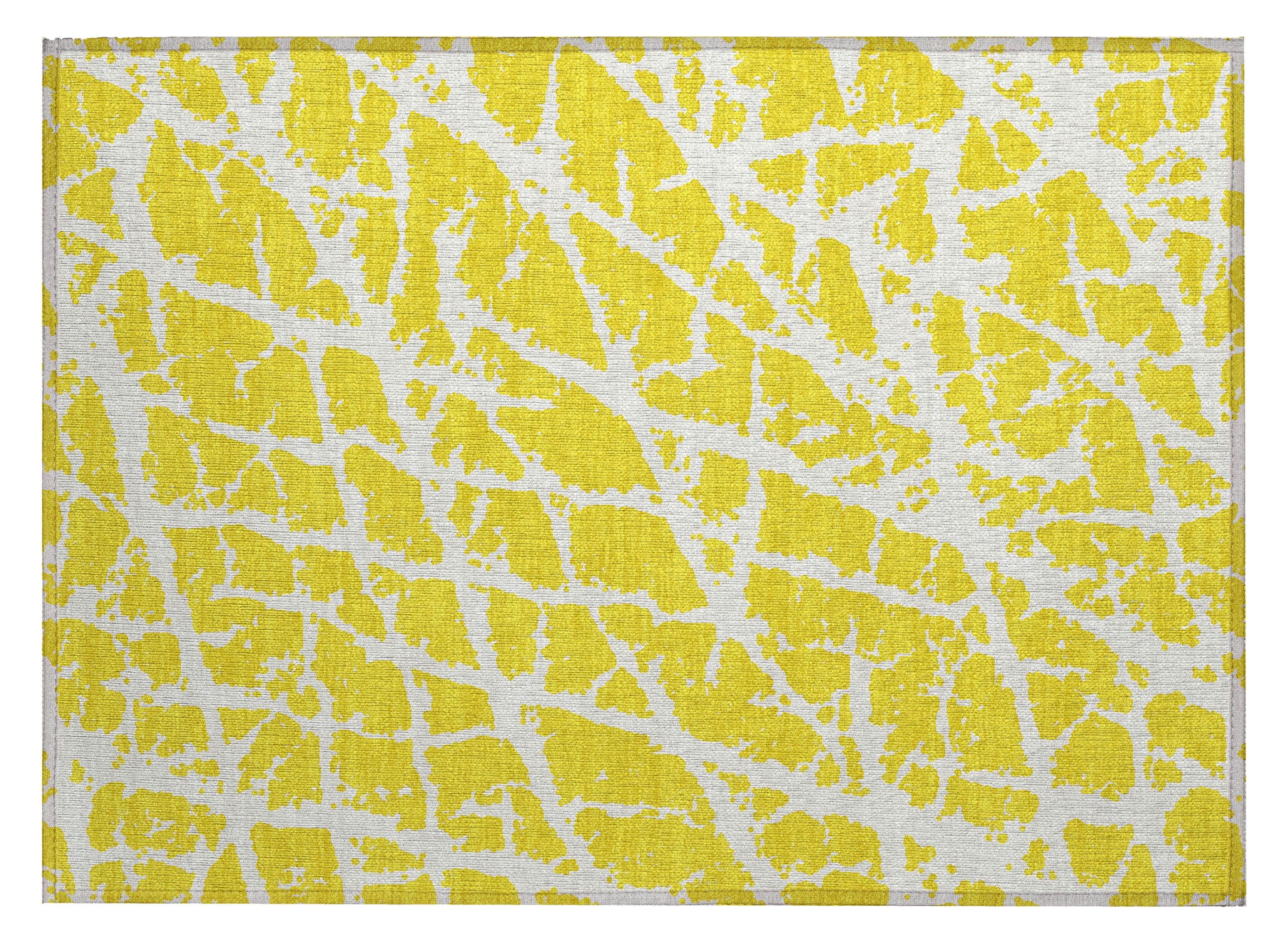 Chantille Yellow and White Synthetic Reversible Rug