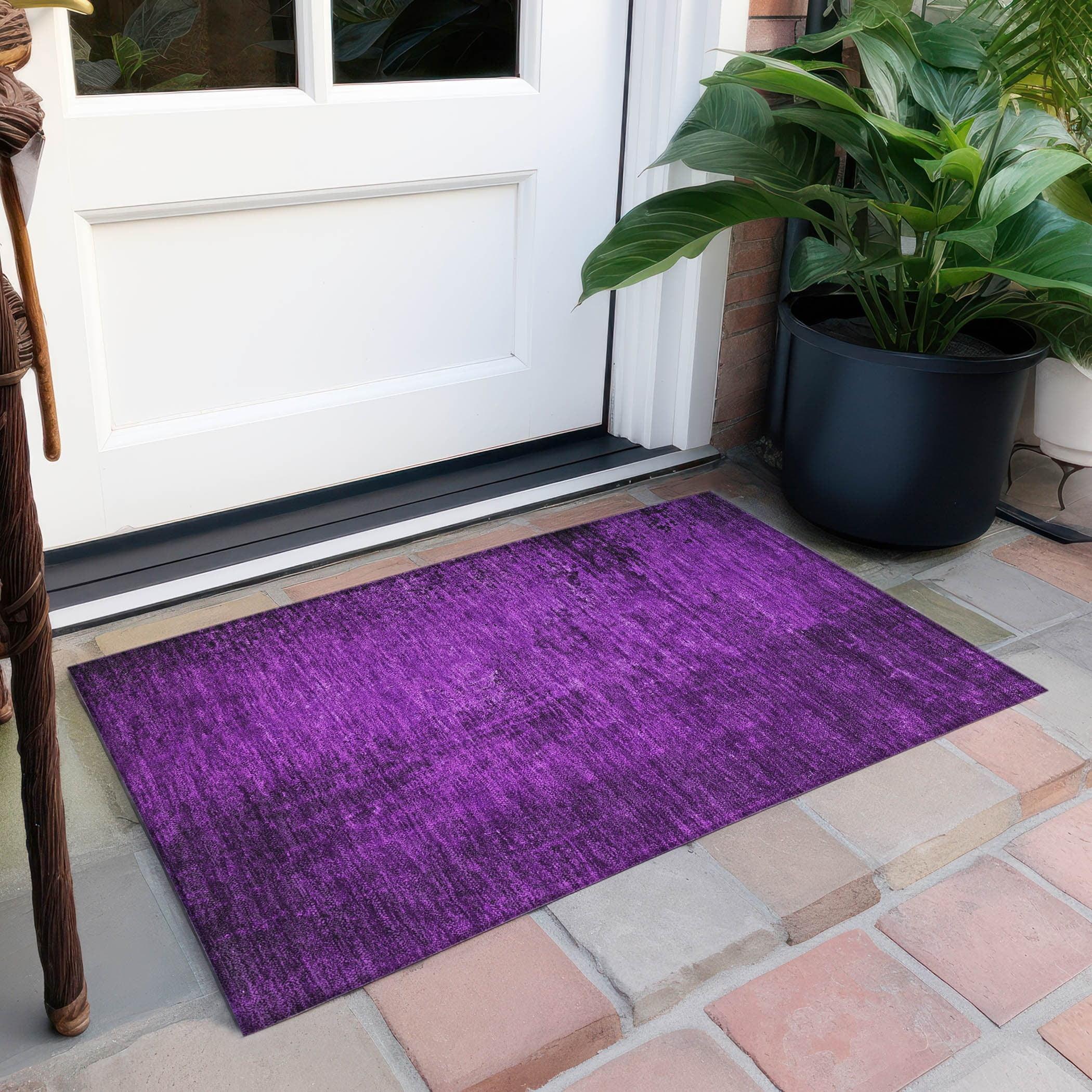 Addison Rugs Machine Washable Indoor/ Solid Ombre Outdoor Chantille Rug Purple - 1'8" x 2'6"