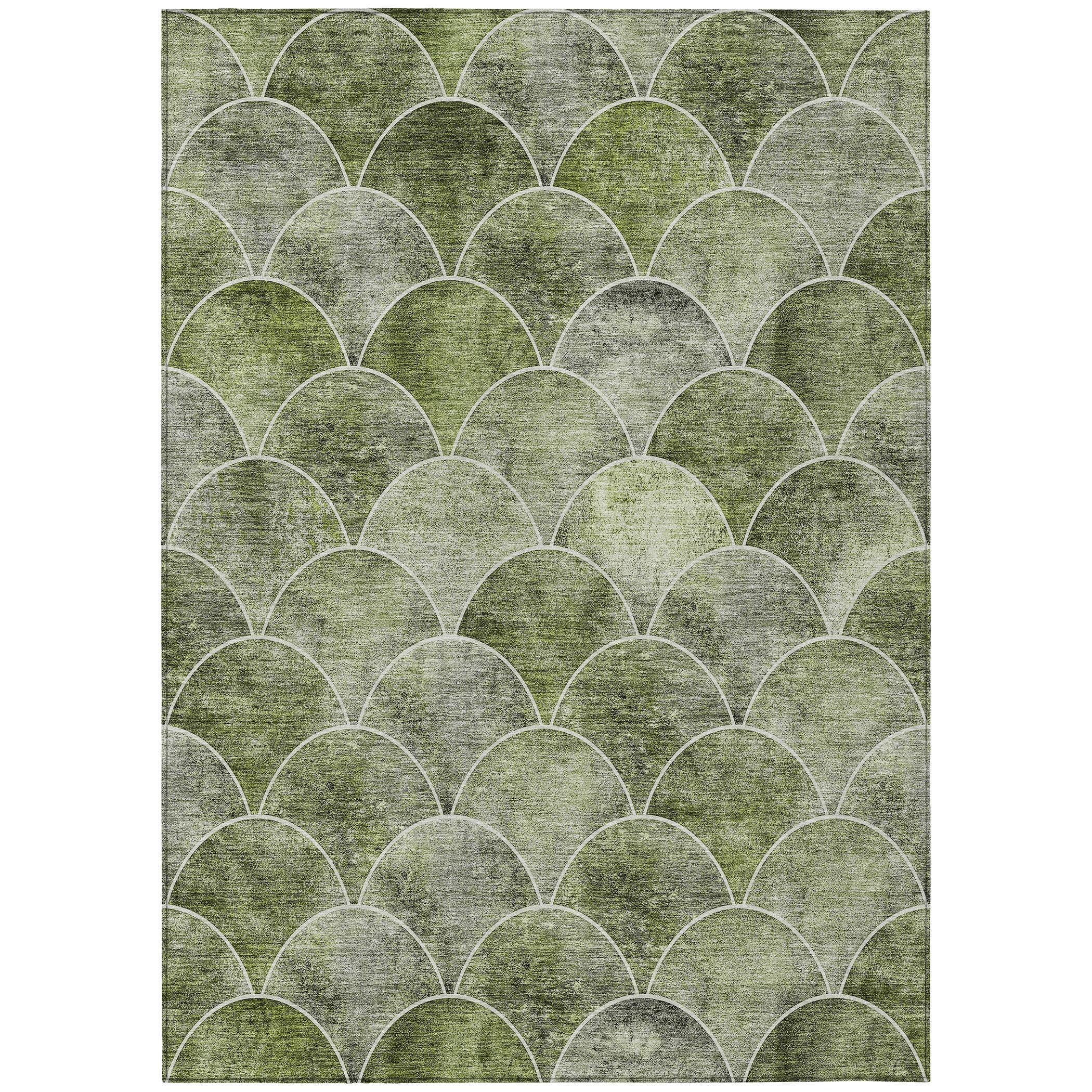 Green Synthetic 3' x 5' Rectangular Washable Area Rug