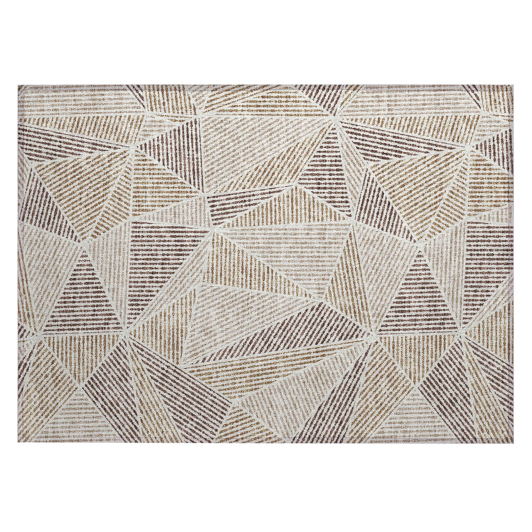 Addison Brown Geometric Synthetic Washable Rug 1'8" x 2'6"