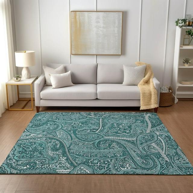 Addison Rugs Chantille Indoor/Outdoor Traditional Paisley Teal Washable Rectangle Rug, 8' x 10'