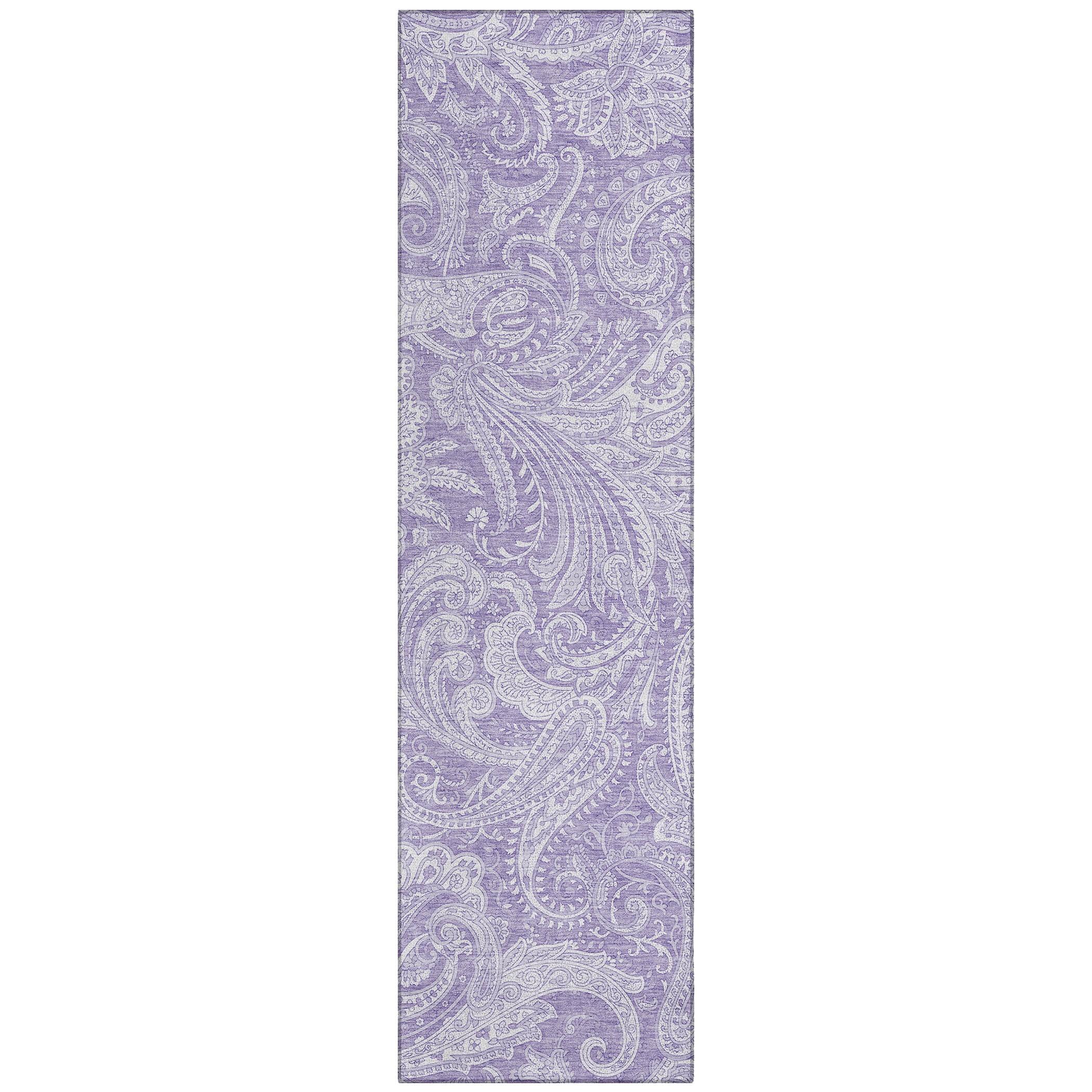 Addison Rugs Chantille Indoor/Outdoor Transitional Paisley Lavender Washable Runner Rug, 2'3" x 7'6"