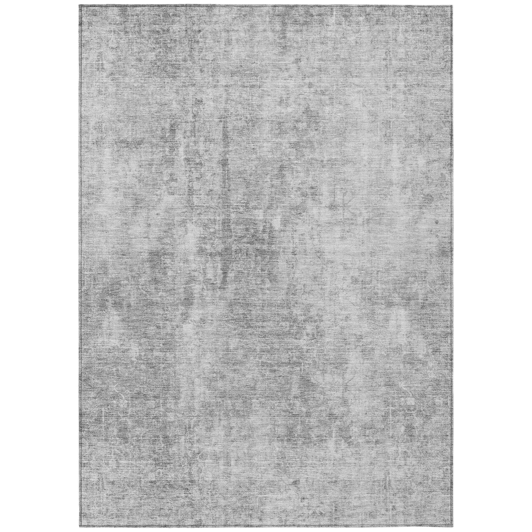 Gray Abstract Synthetic 3' x 5' Indoor Outdoor Area Rug