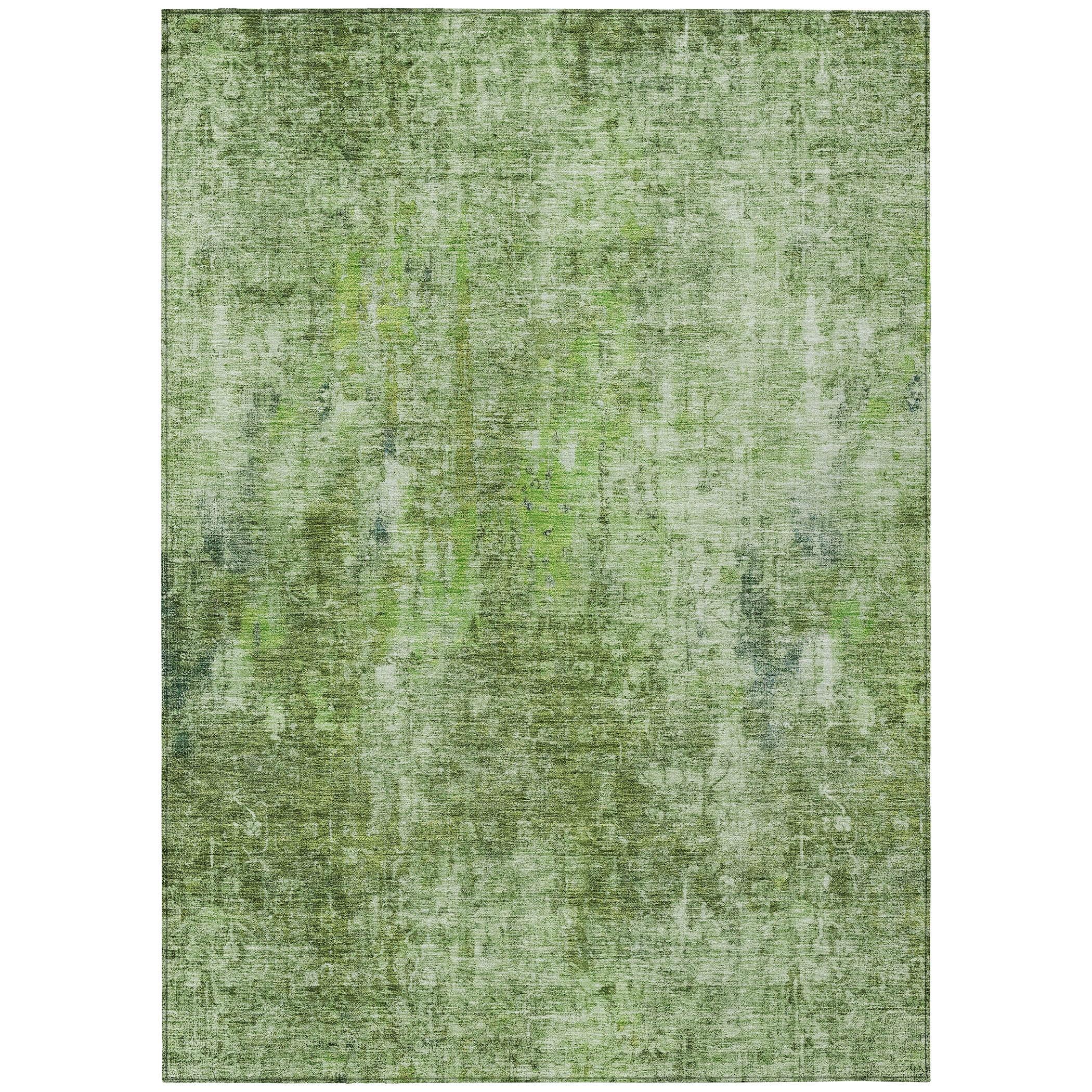 Olive Abstract Flat Woven Indoor/Outdoor Rug 3' x 5'