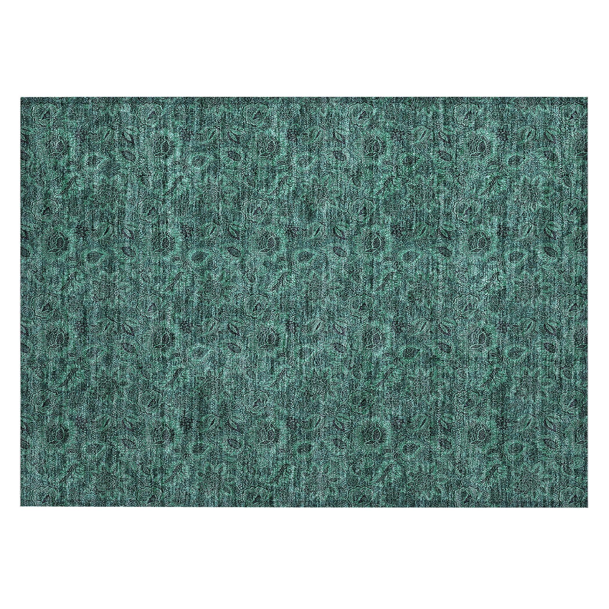 Addison Rugs Chantille ACN661 Teal 1'8" x 2'6" Indoor Outdoor Area Rug, Easy Clean, Machine Washable, Non Shedding, Bedroom, Entry, Living Room, Dining Room, Kitchen, Patio Rug