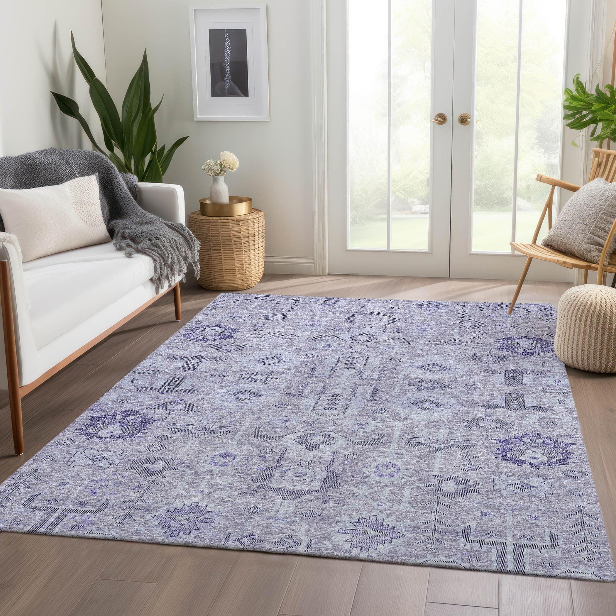 Lavender Synthetic Flat Woven Indoor Outdoor Area Rug 3' x 5'