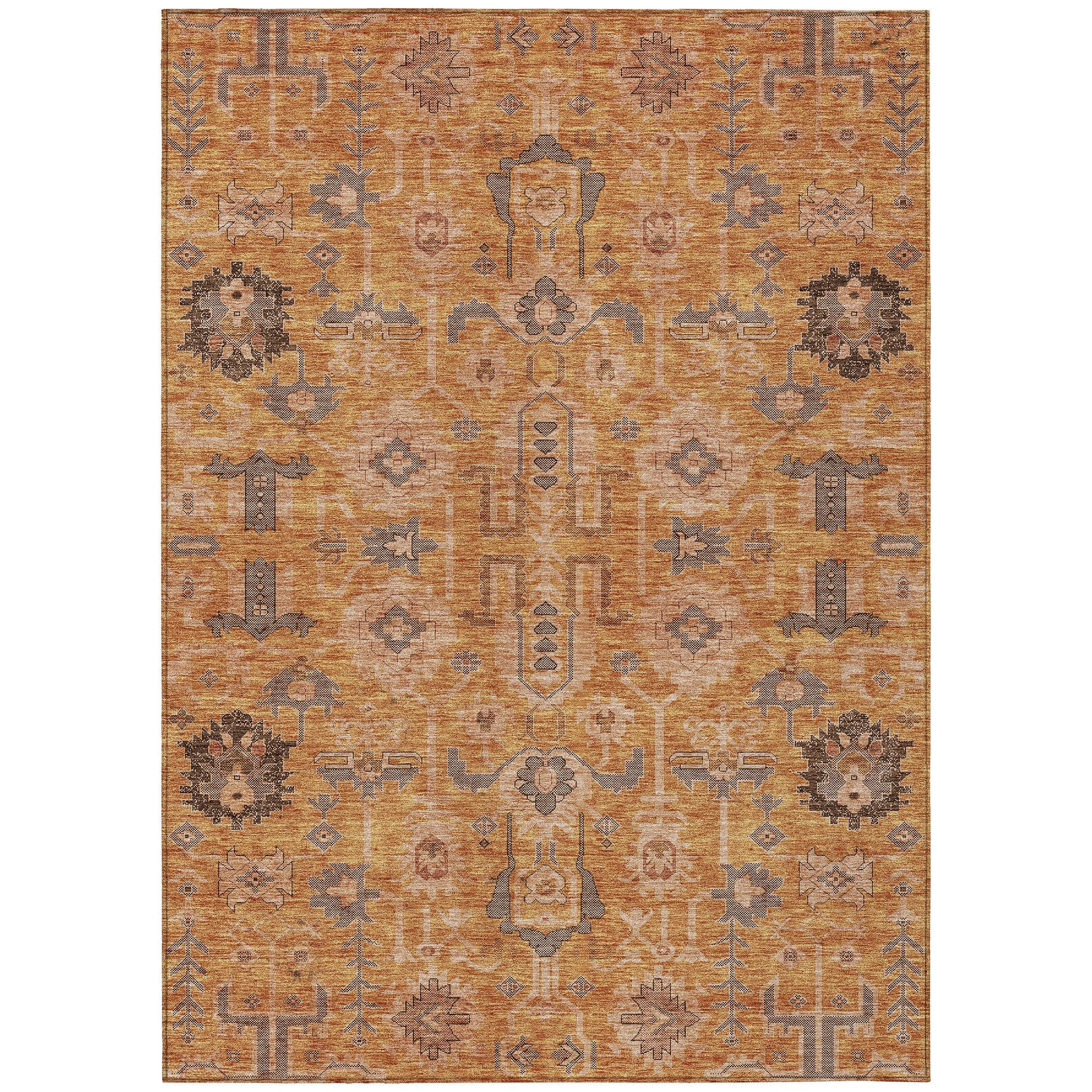 Terracotta 3' x 5' Machine Washable Synthetic Area Rug