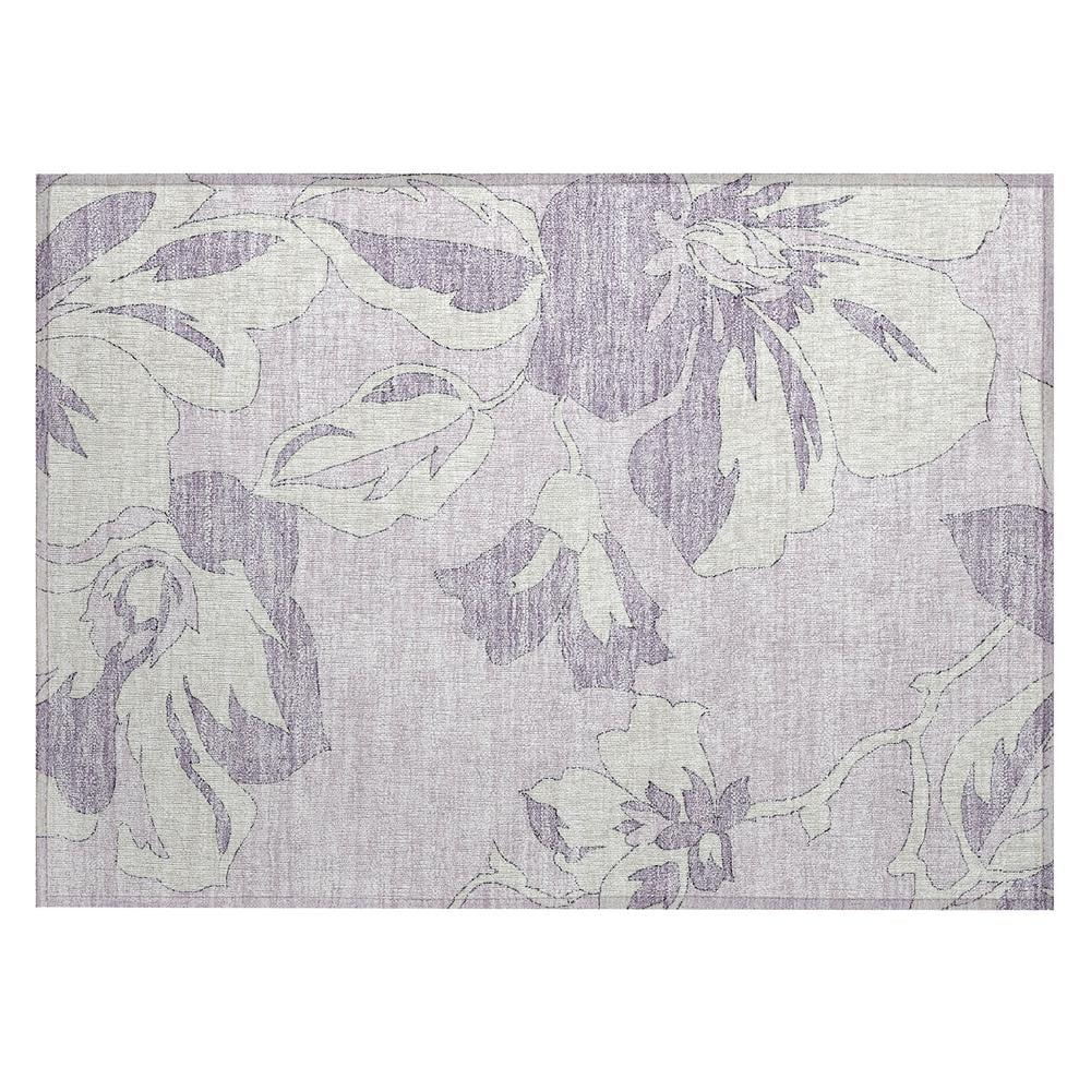 Addison Rugs Machine Washable Indoor/ Outdoor Chantille Floral Rug Lavender - 1'8" x 2'6"