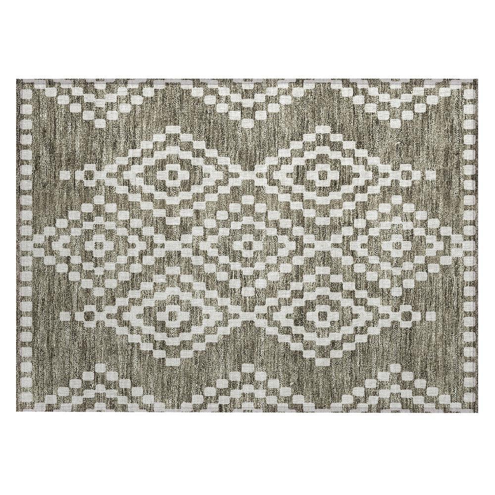 Taupe Diamond Pattern Synthetic Indoor/Outdoor Area Rug