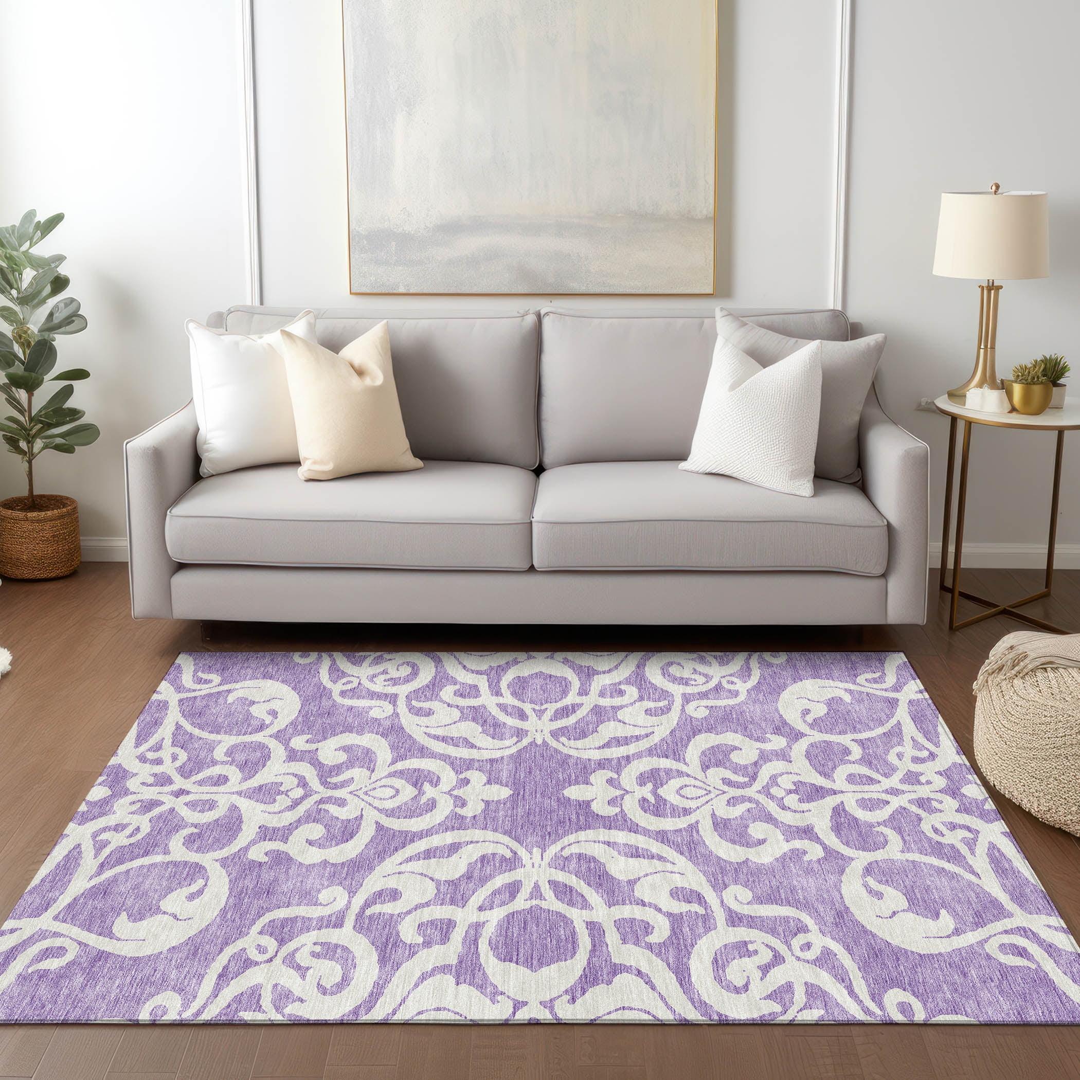 Chayden Washable Damask Indoor / Outdoor Rug