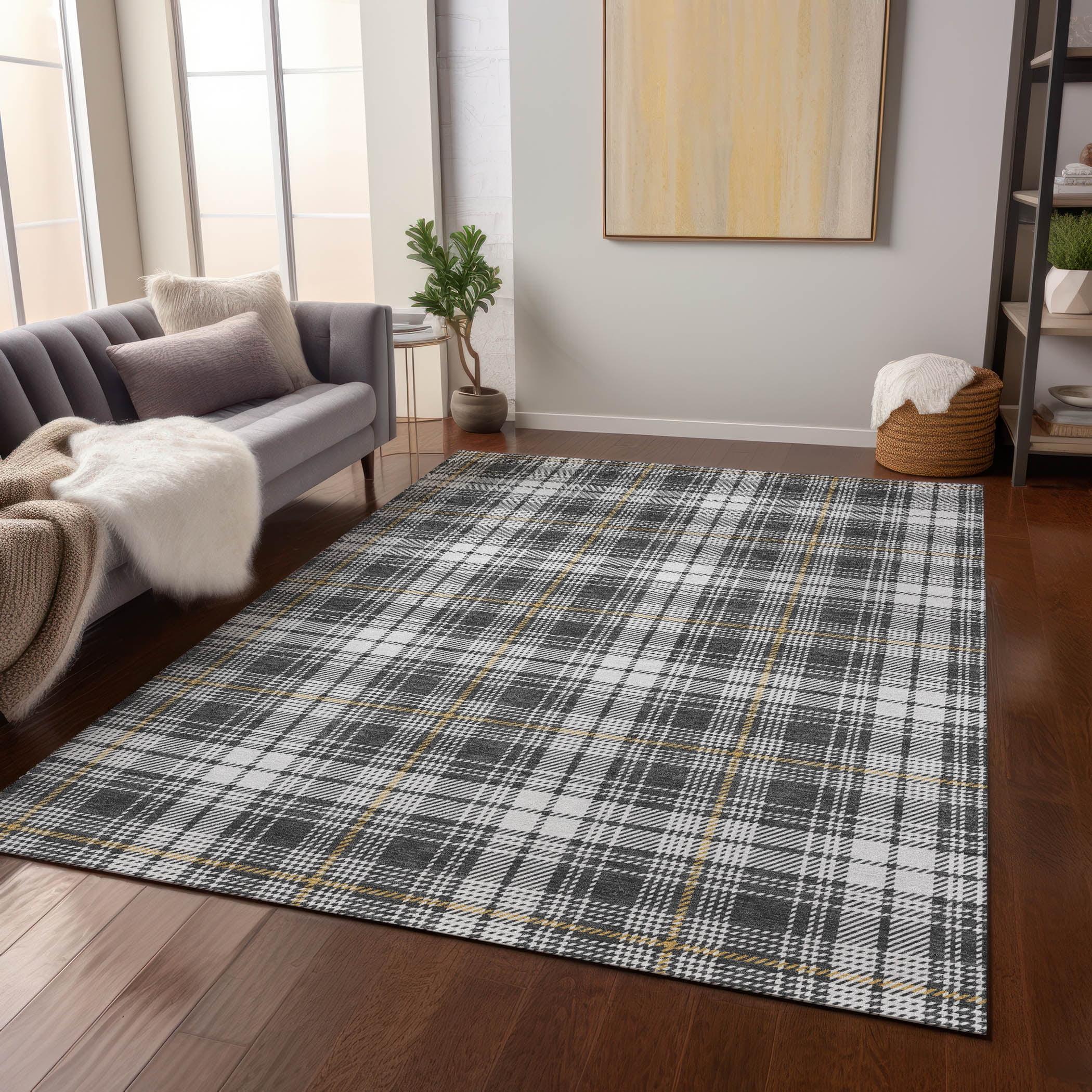 Machine Washable Indoor/Outdoor Chantille ACN993 Charcoal 3' x 5' Rug