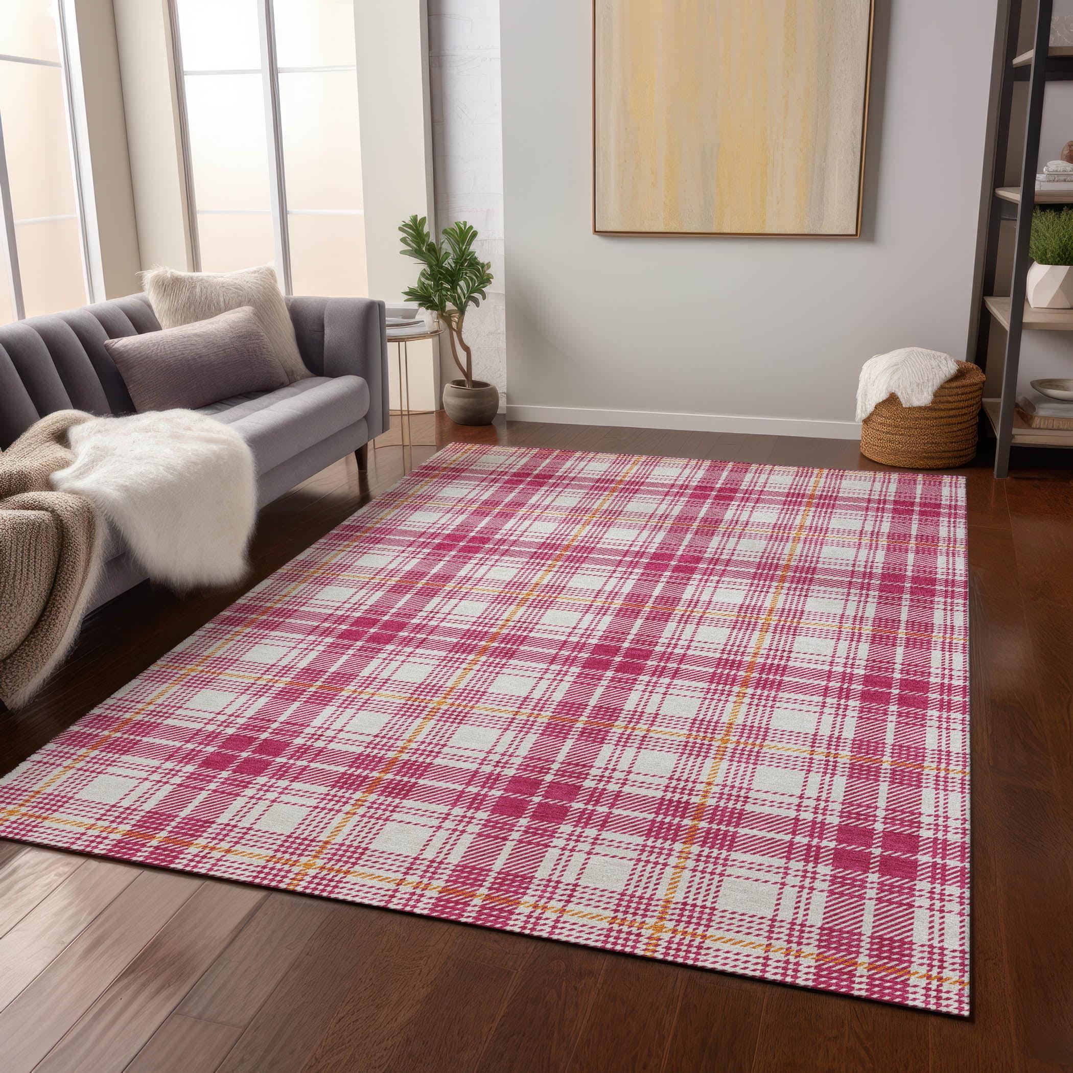 Addison Blush Rectangular Washable Synthetic Area Rug