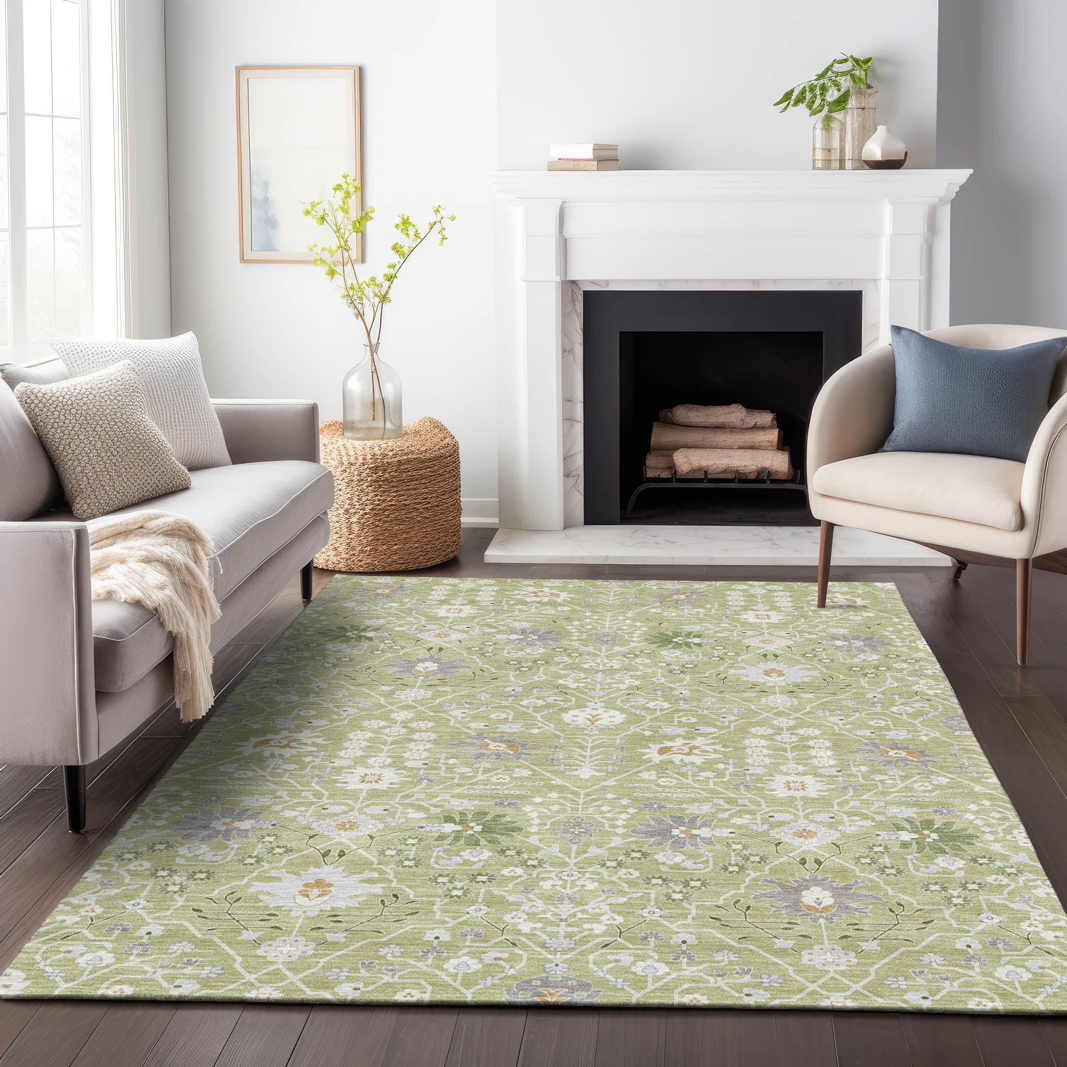 Machine Washable Indoor/Outdoor Chayden ACN1009 Aloe 2'3" x 7'6" Runner Rug