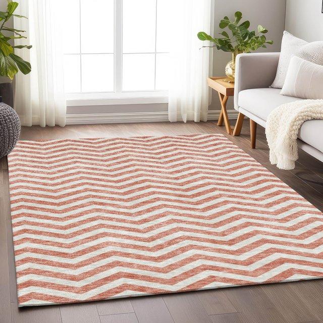 Addison Rugs Chantille Indoor/Outdoor Transitional Chevron Salmon Washable Rectangle Rug, 2'6" x 3'10"