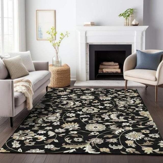 Addison Rugs Chantille Indoor/Outdoor Transitional Geometric, Abstract Black Washable Rectangle Rug, 2'6" x 3'10"