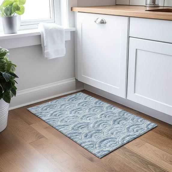 Addison Rugs Chantille Indoor/Outdoor Transitional Geometric, Abstract Denim Washable Rectangle Rug, 1'8" x 2'6"