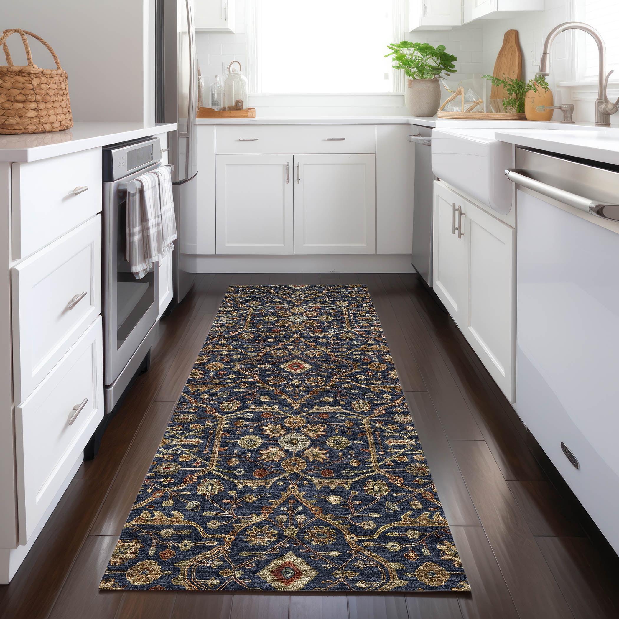 Machine Washable Indoor/Outdoor Chantille ACN1130 Navy Rug