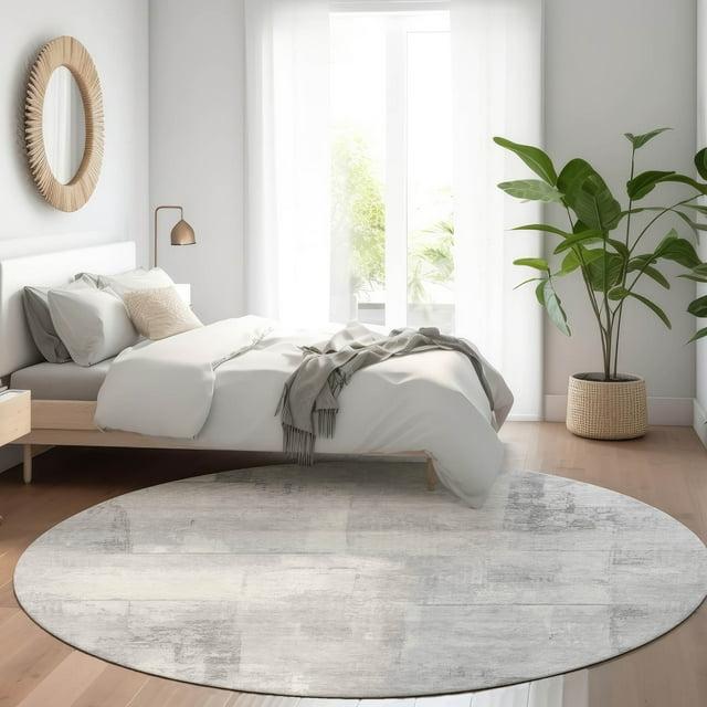 Machine Washable Indoor/Outdoor Cinead ACN1714 Gray Rug